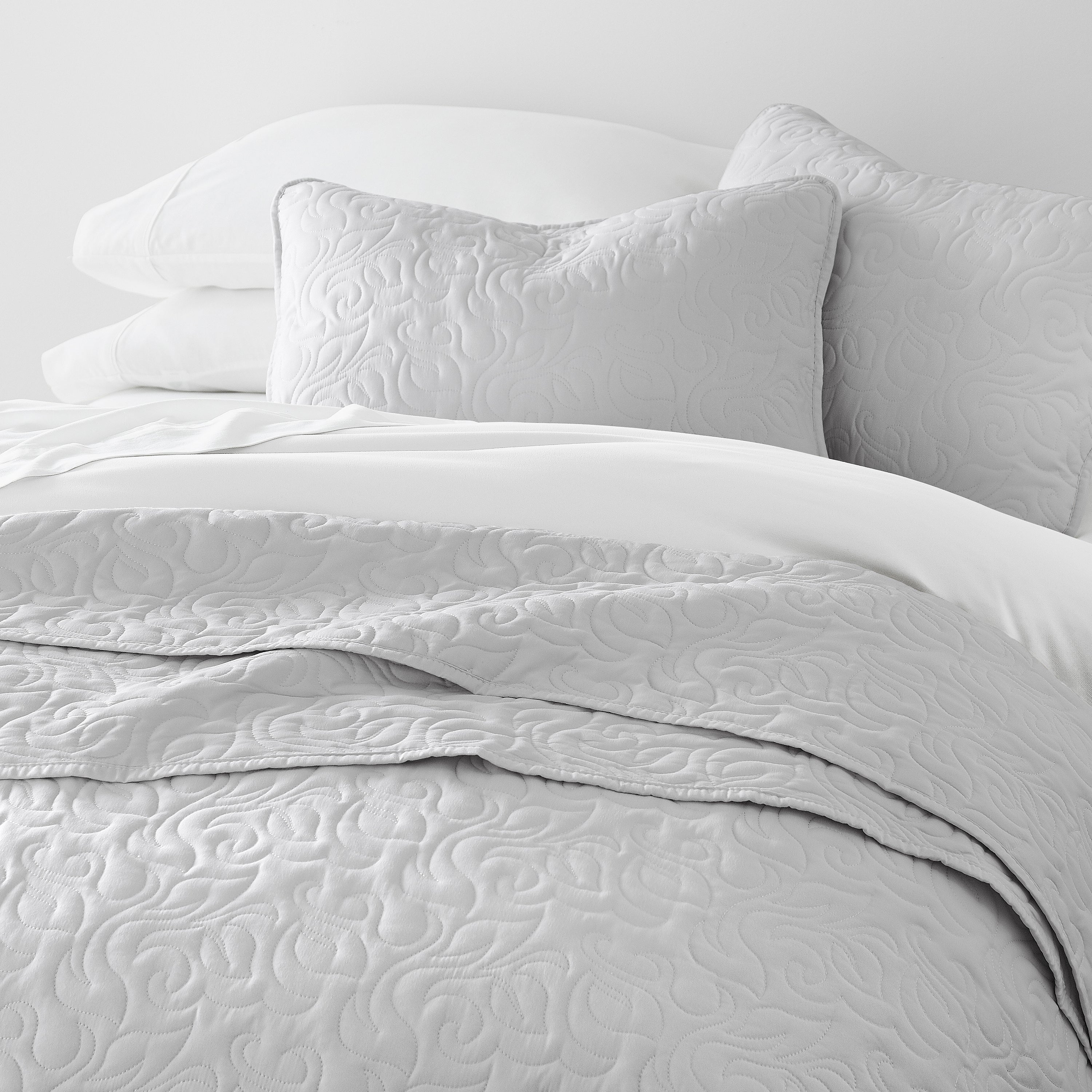 Lightweight Floral Stitch Quilted Coverlet Set