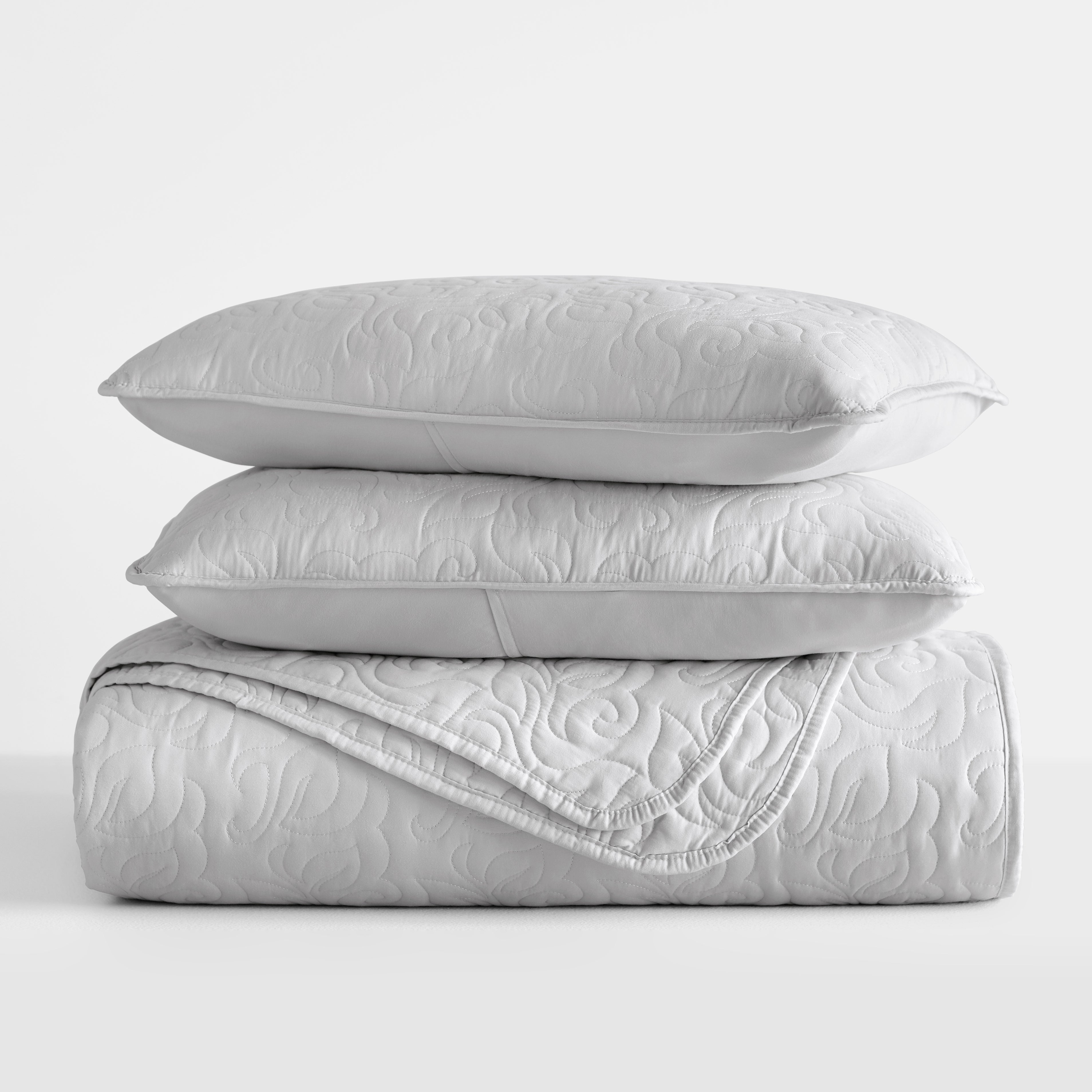 Lightweight Floral Stitch Quilted Coverlet Set