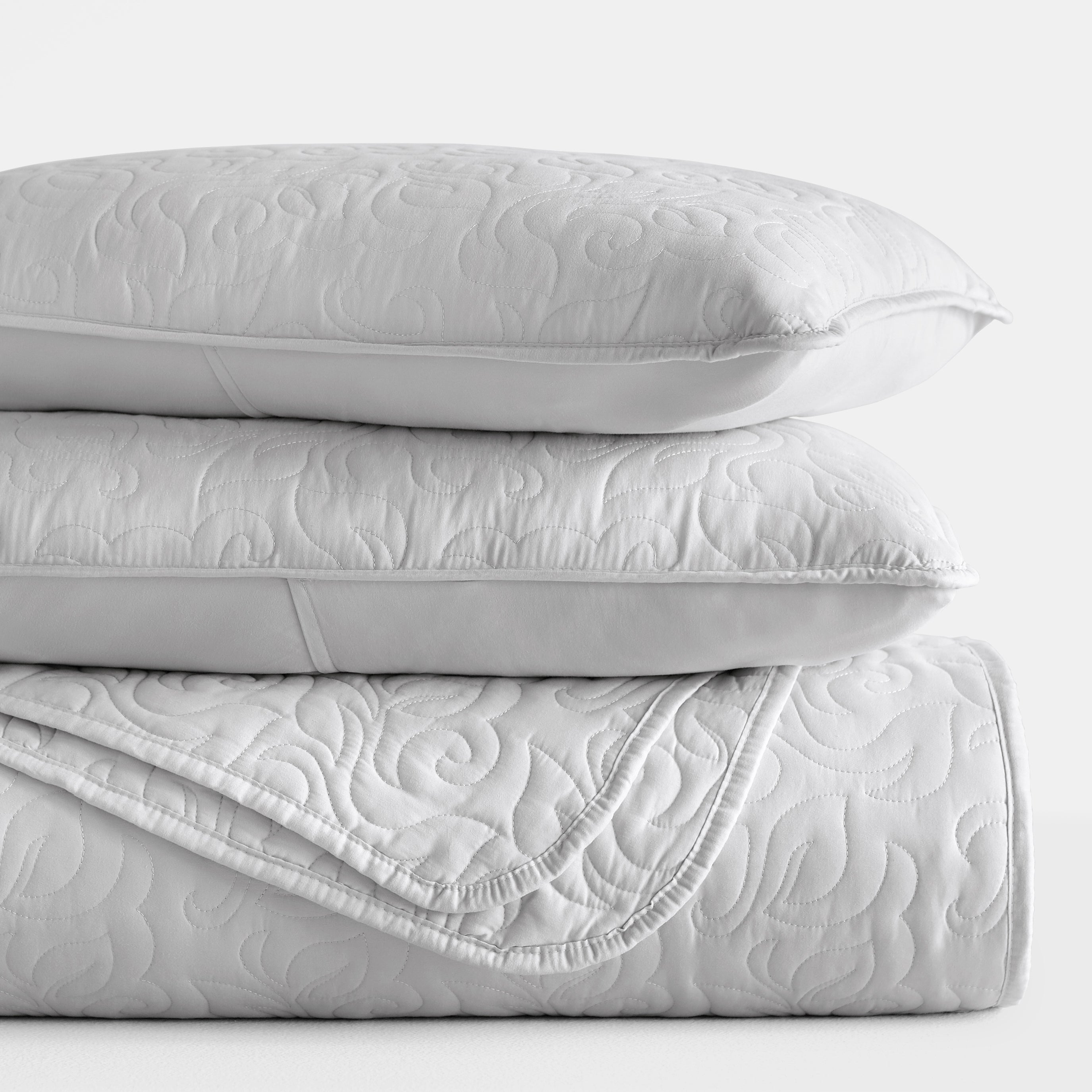 Lightweight Floral Stitch Quilted Coverlet Set