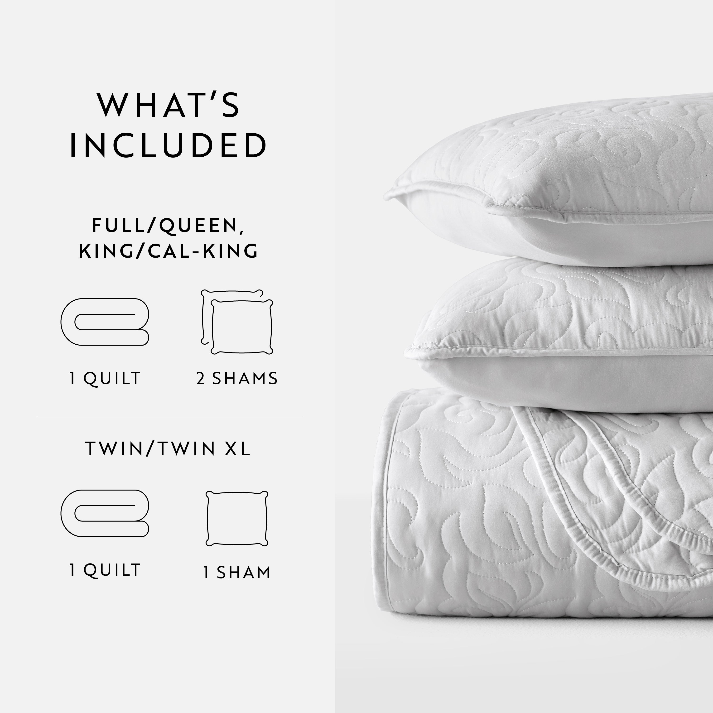 Lightweight Floral Stitch Quilted Coverlet Set