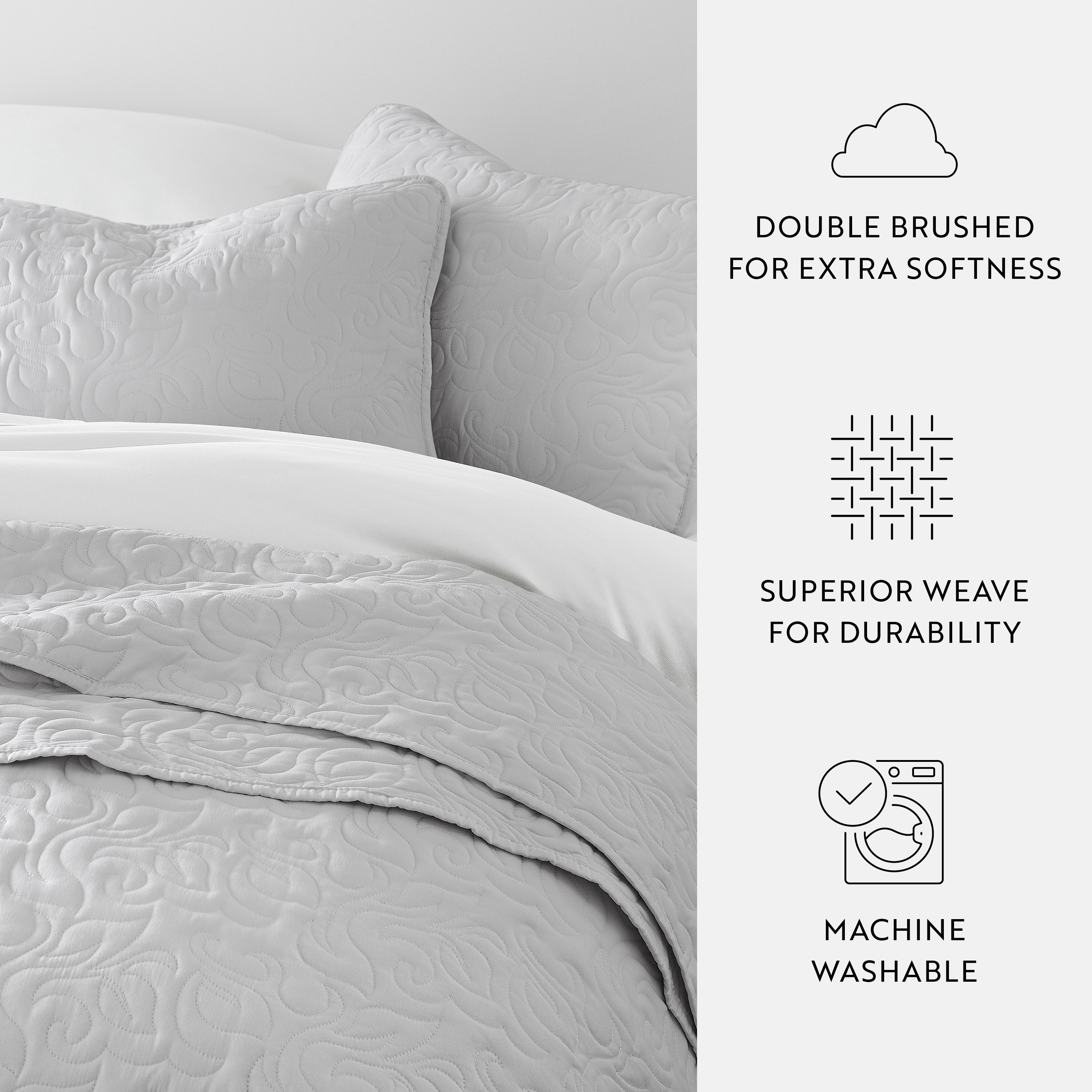 Lightweight Floral Stitch Quilted Coverlet Set