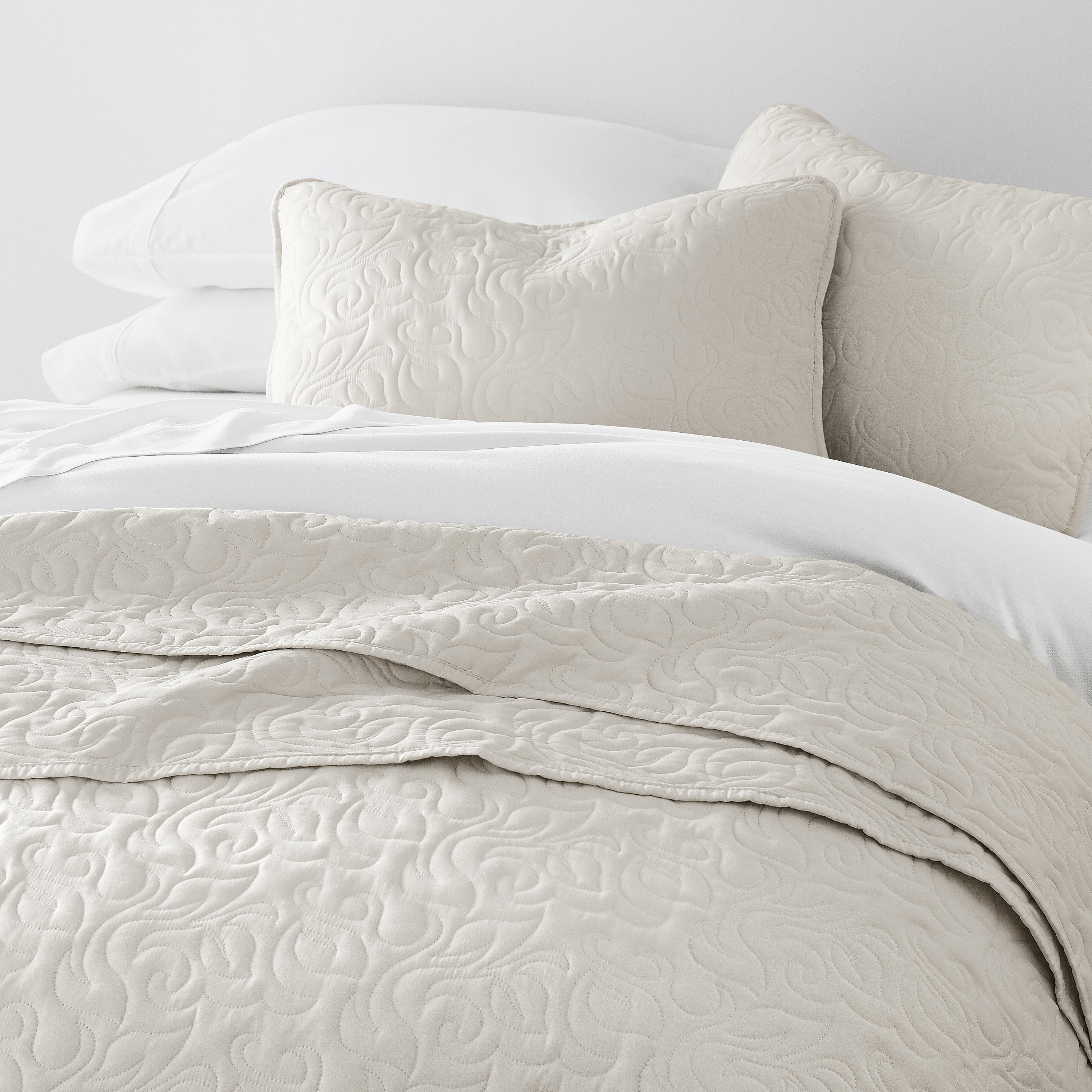 Lightweight Floral Stitch Quilted Coverlet Set