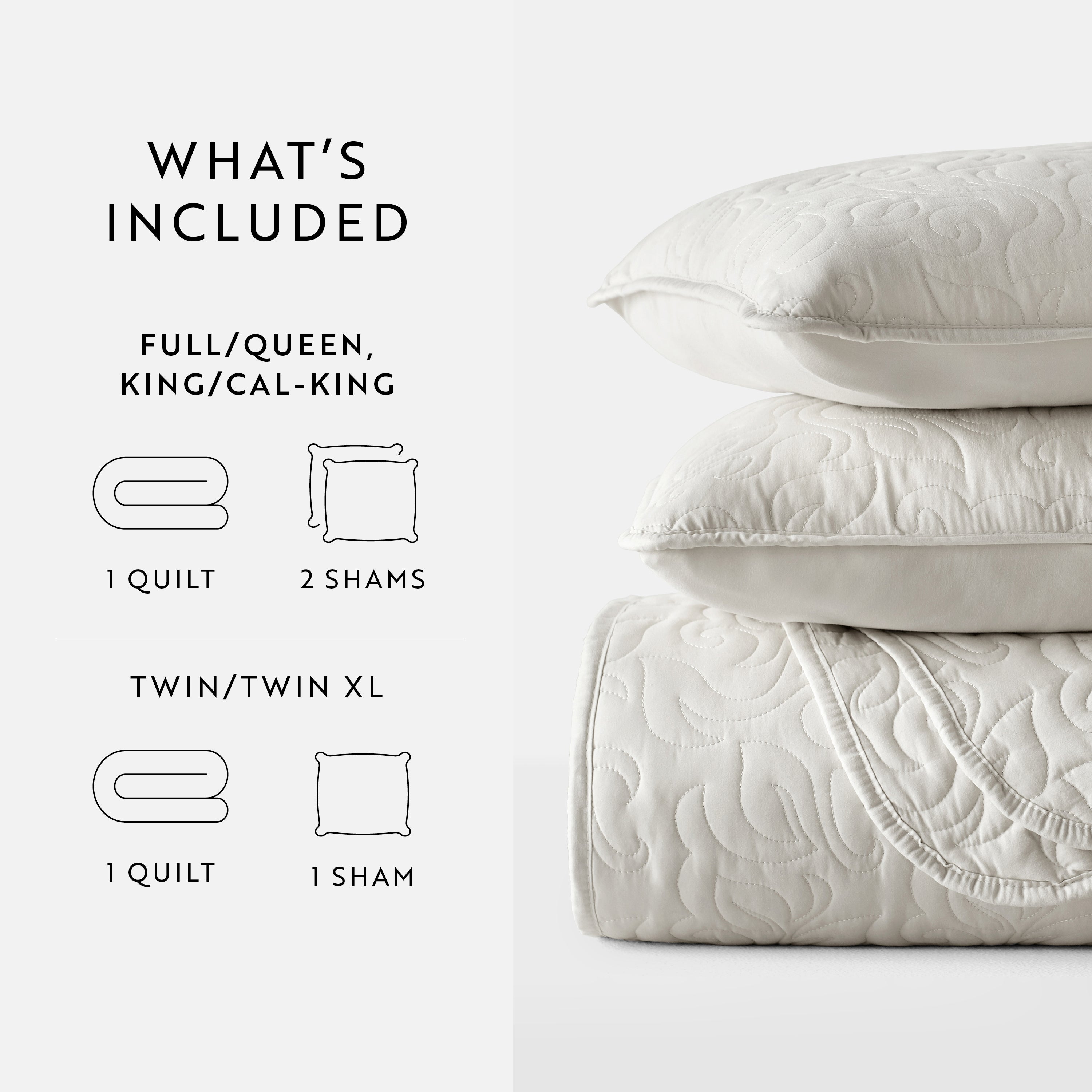 Lightweight Floral Stitch Quilted Coverlet Set