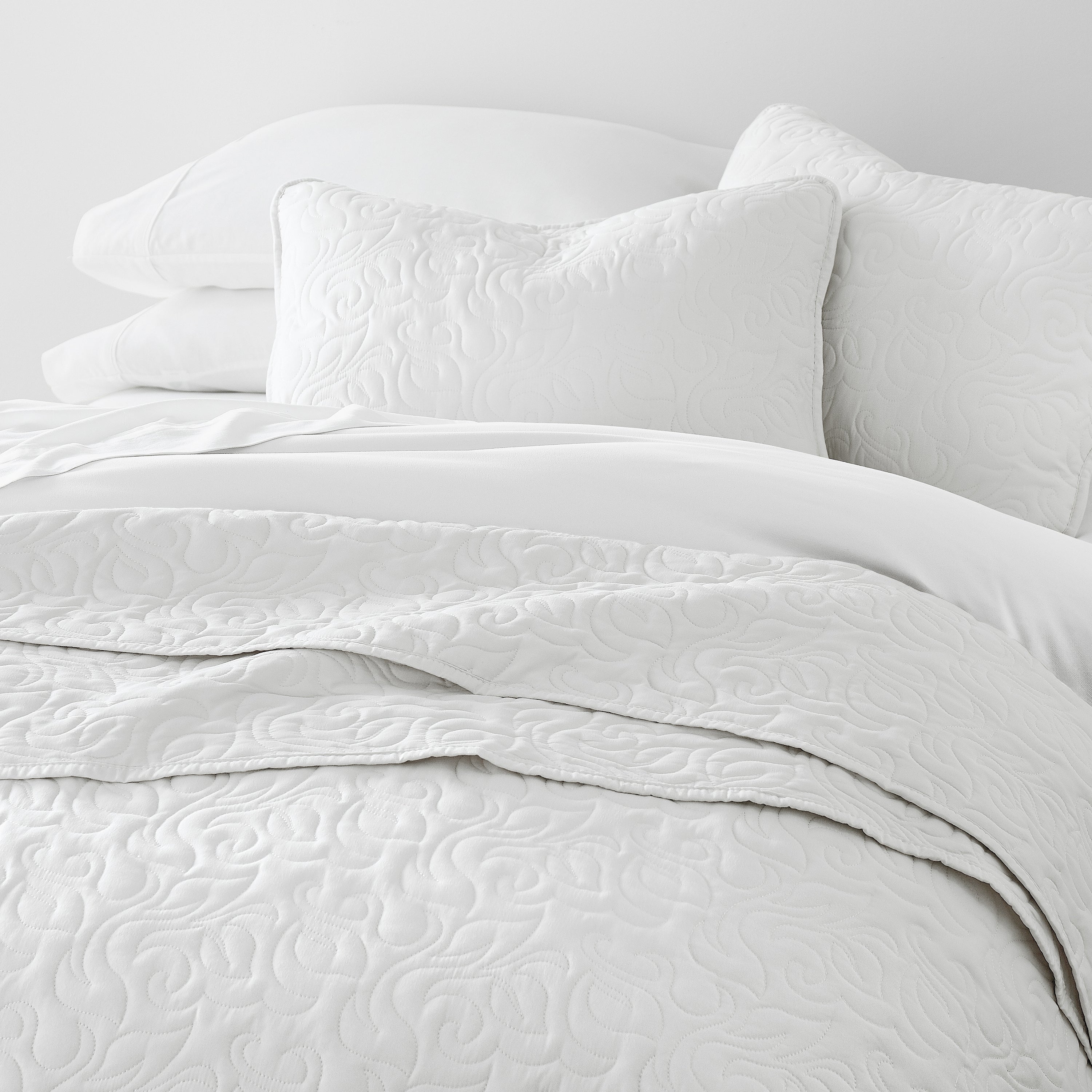 Lightweight Floral Stitch Quilted Coverlet Set