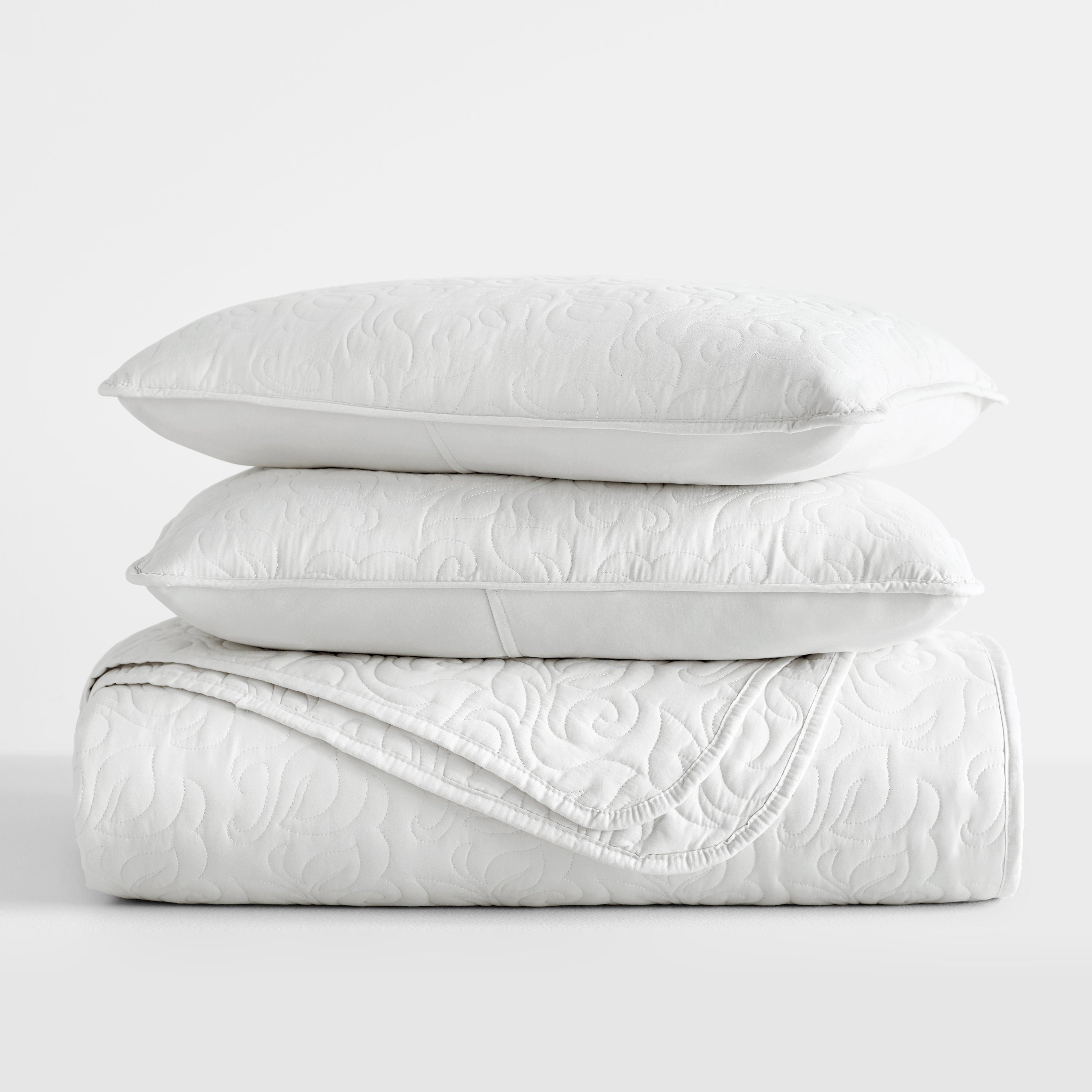 Lightweight Floral Stitch Quilted Coverlet Set