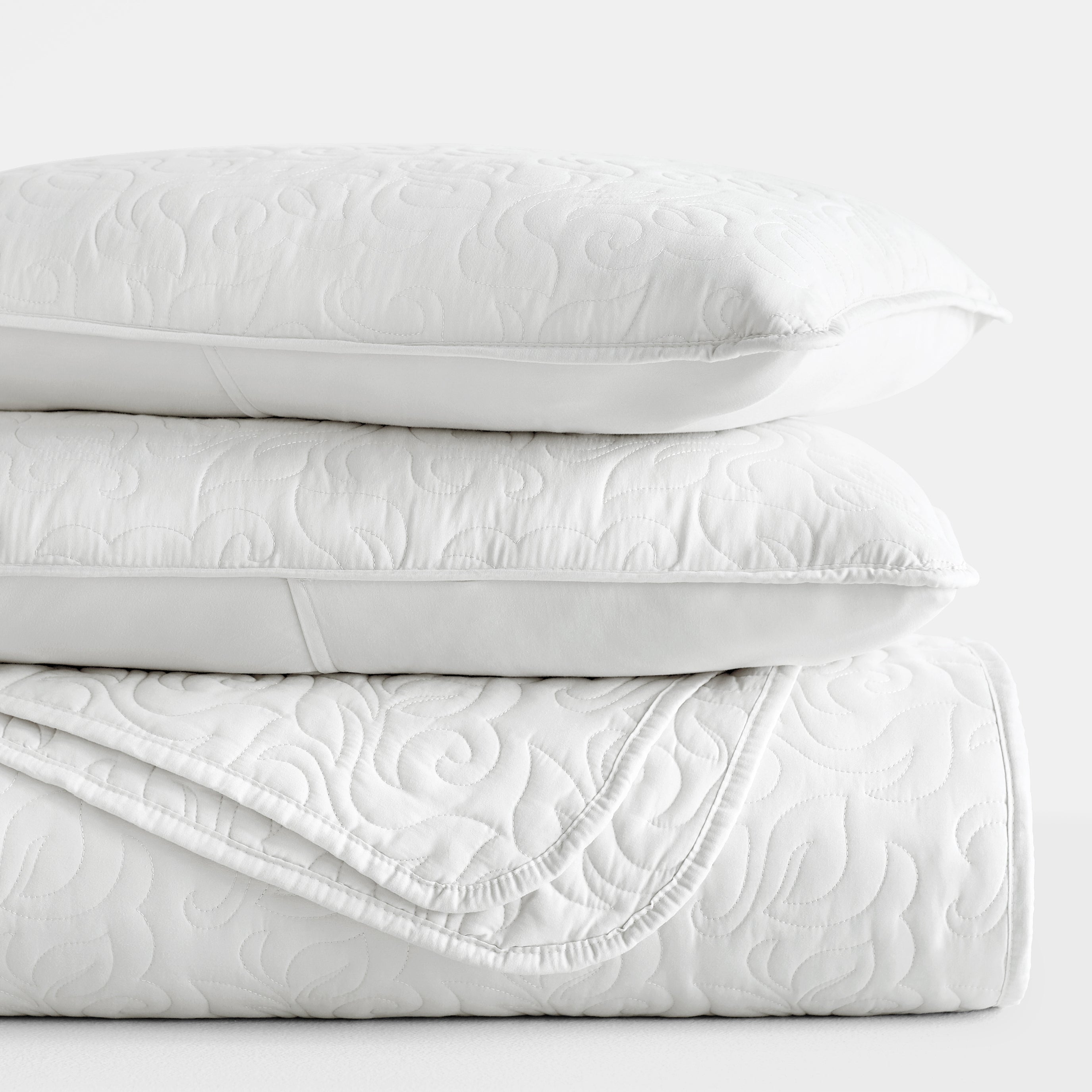 Lightweight Floral Stitch Quilted Coverlet Set