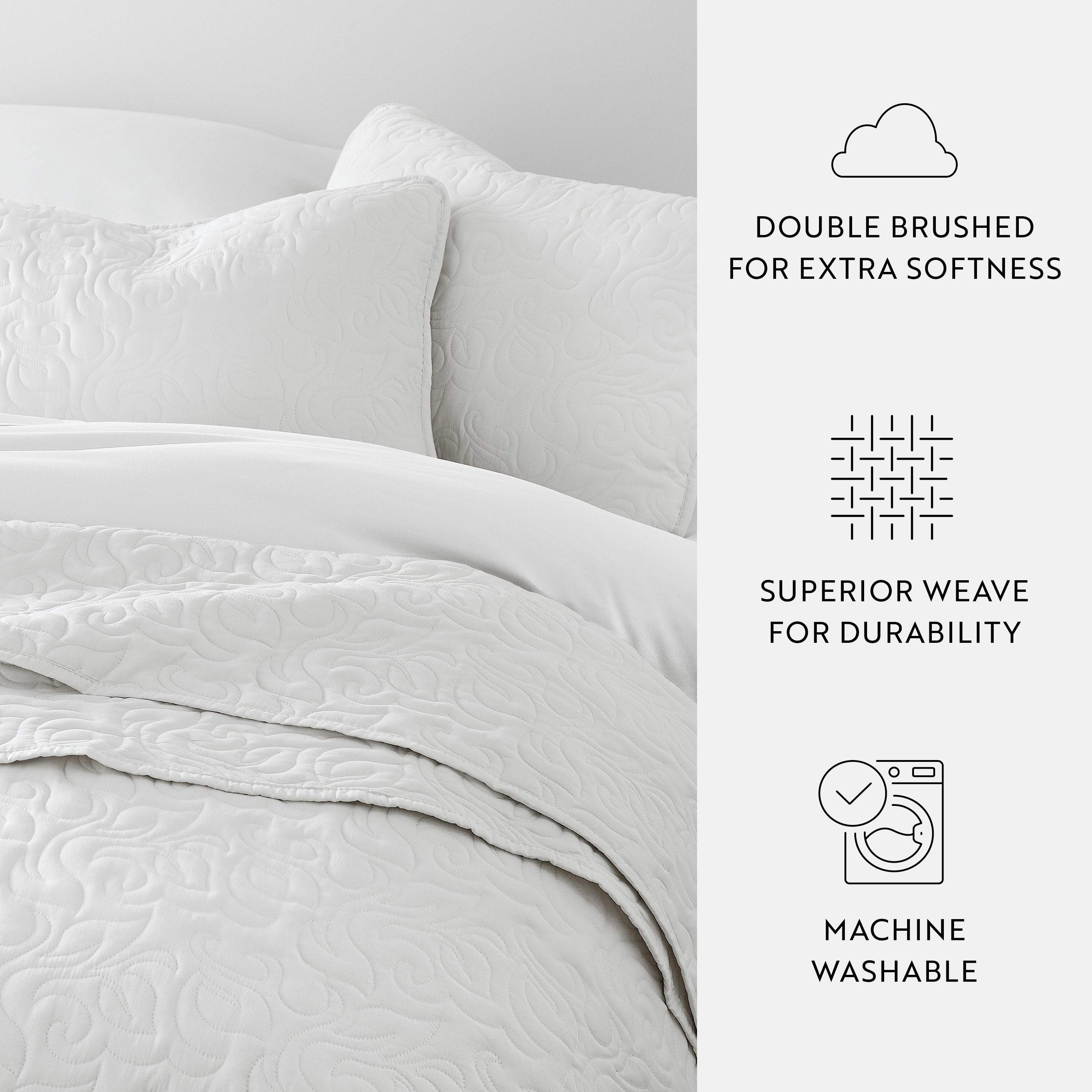 Lightweight Floral Stitch Quilted Coverlet Set