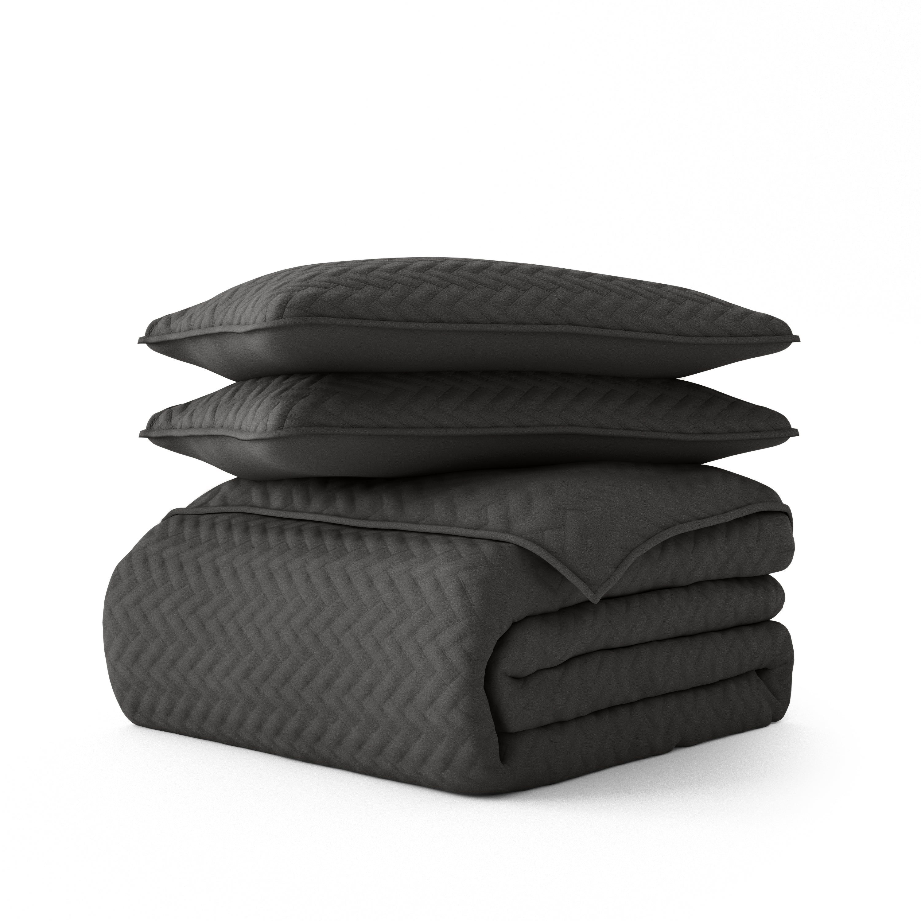 Lightweight Herringbone Stitch Quilted Coverlet Set