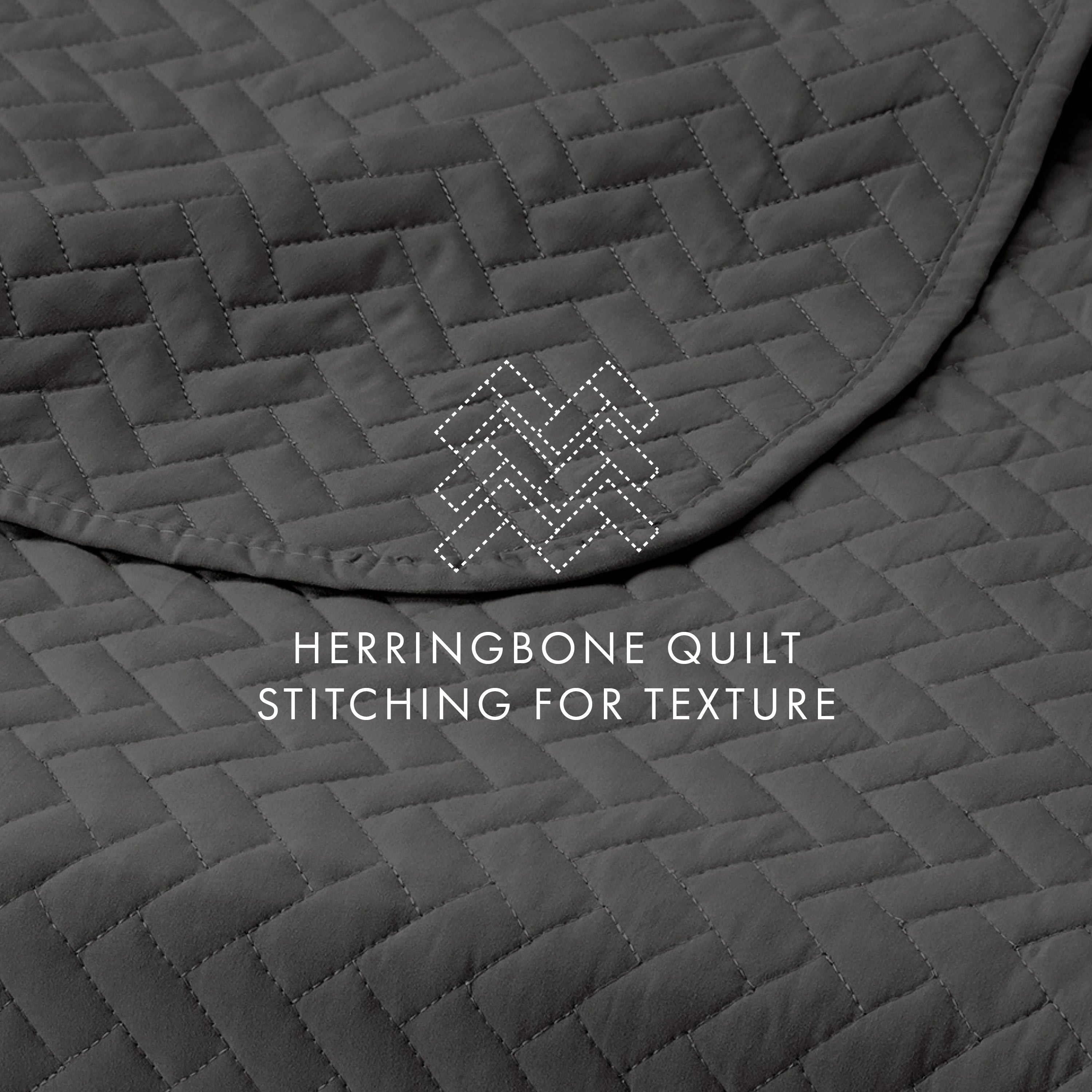 Lightweight Herringbone Stitch Quilted Coverlet Set