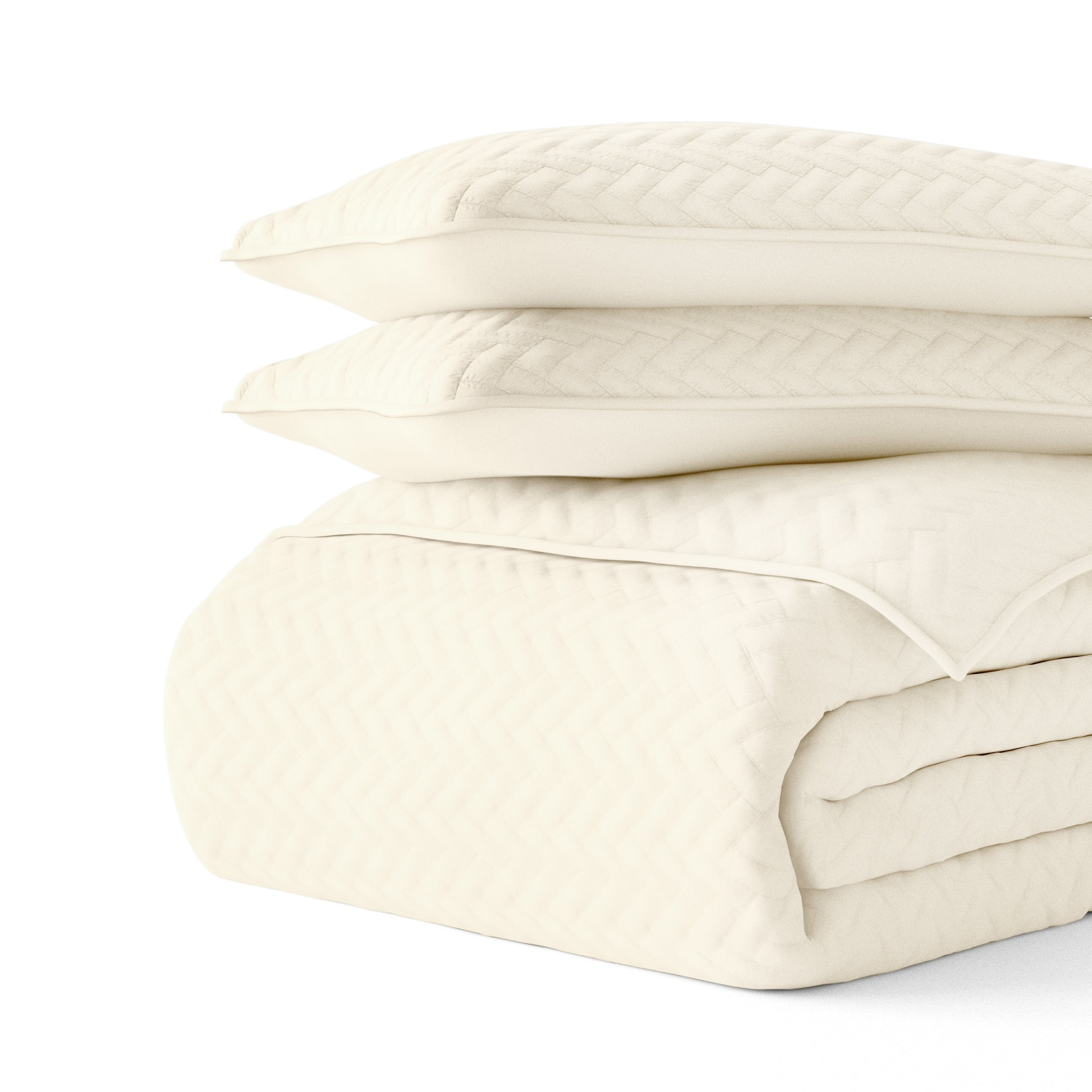 Lightweight Herringbone Stitch Quilted Coverlet Set