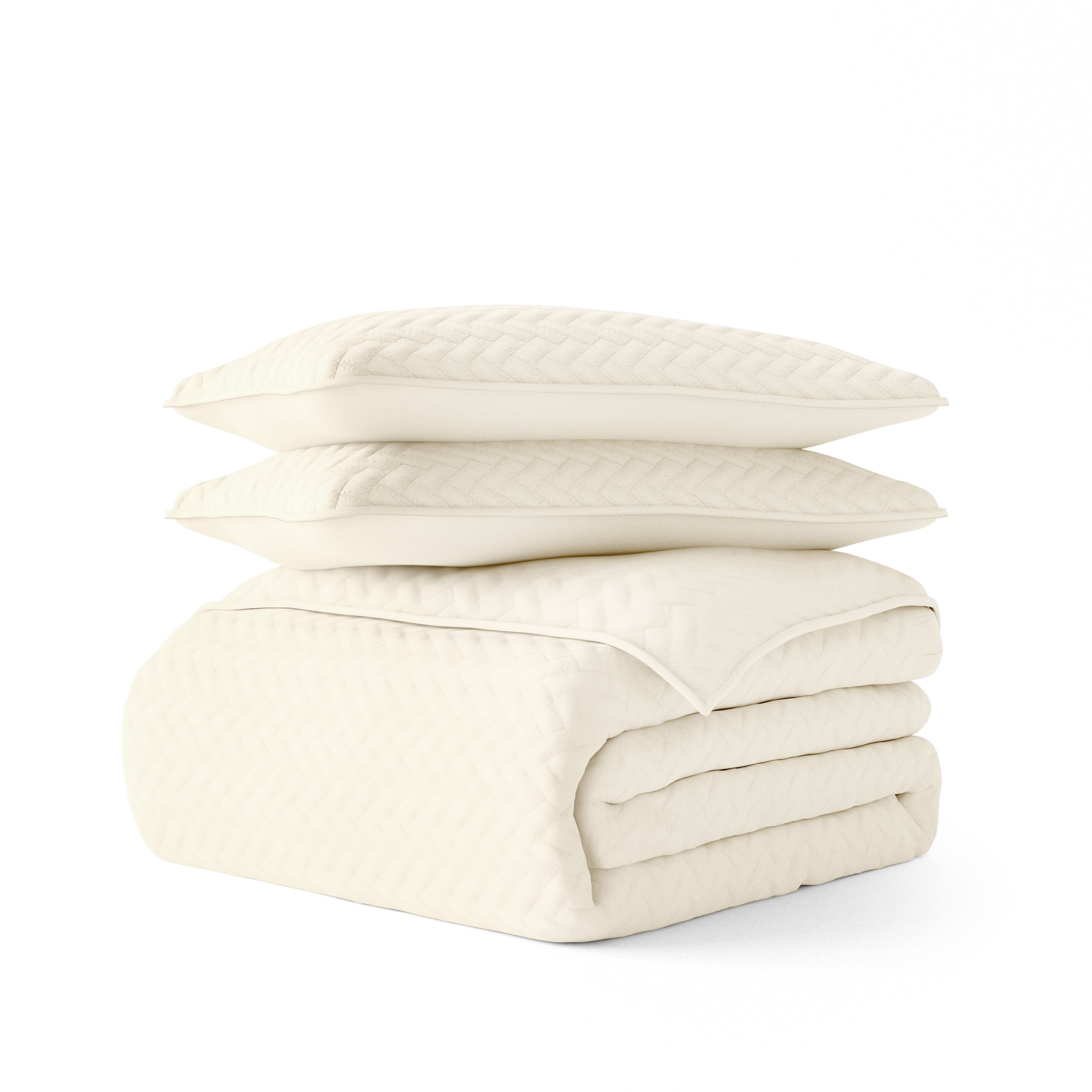 Lightweight Herringbone Stitch Quilted Coverlet Set