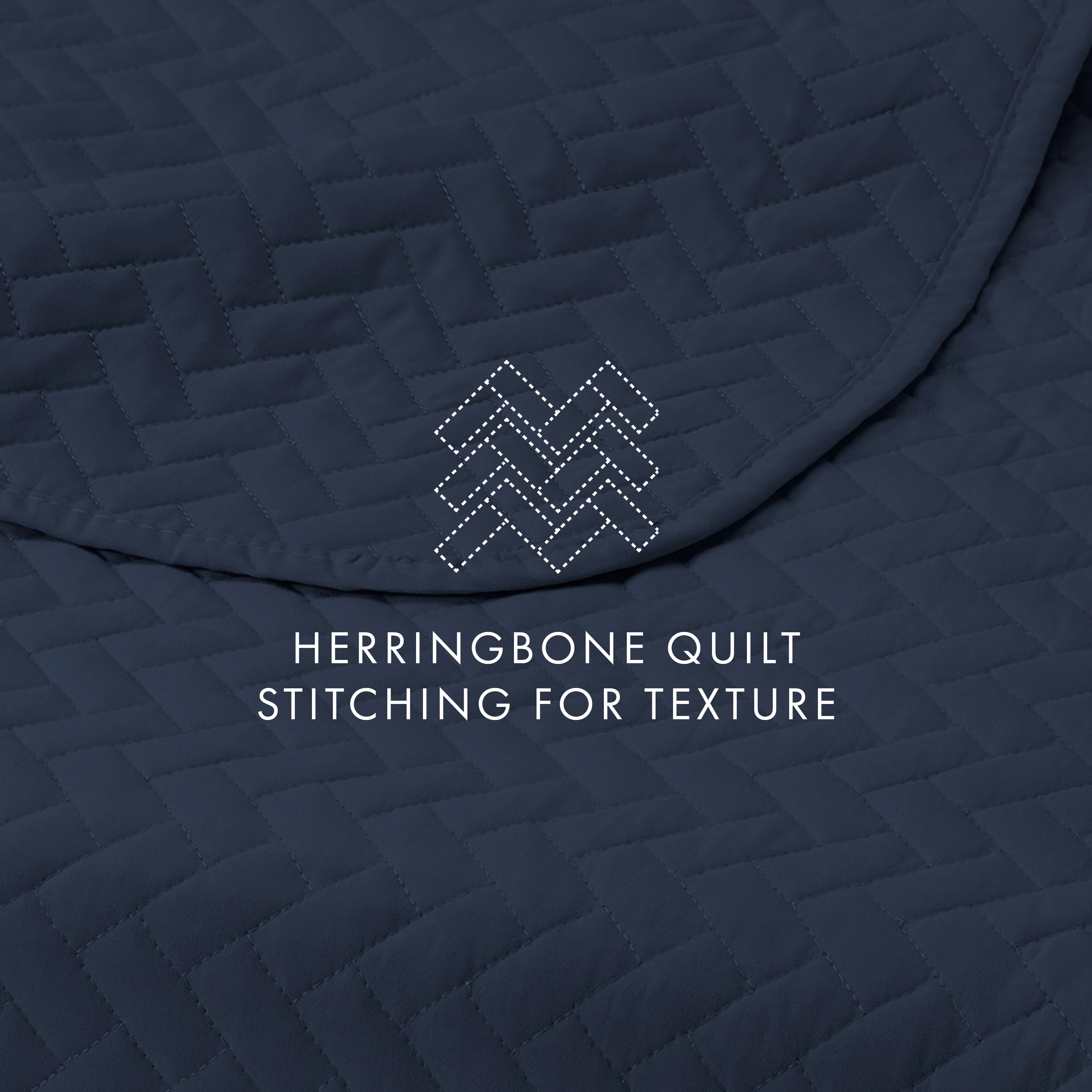 Lightweight Herringbone Stitch Quilted Coverlet Set