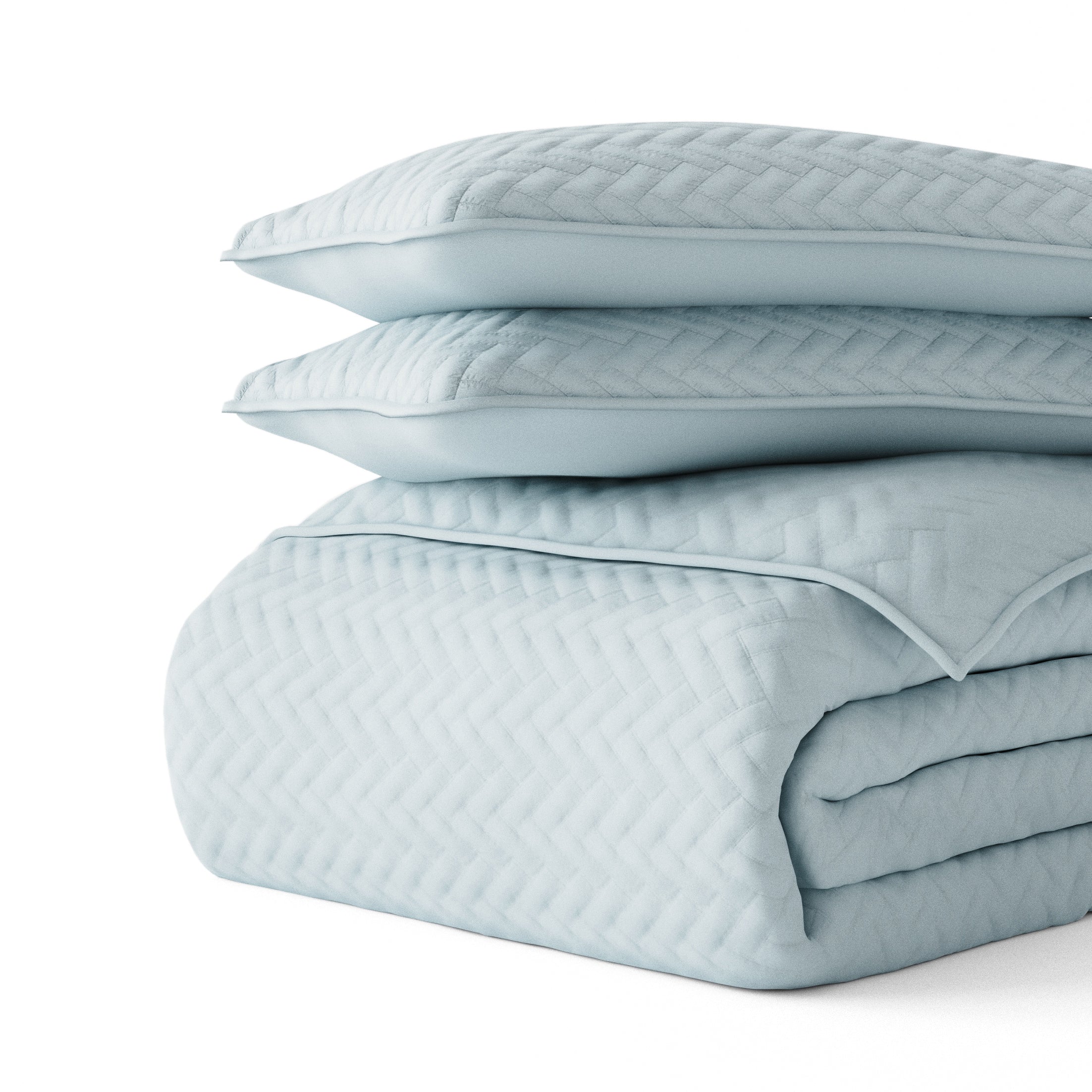 Lightweight Herringbone Stitch Quilted Coverlet Set