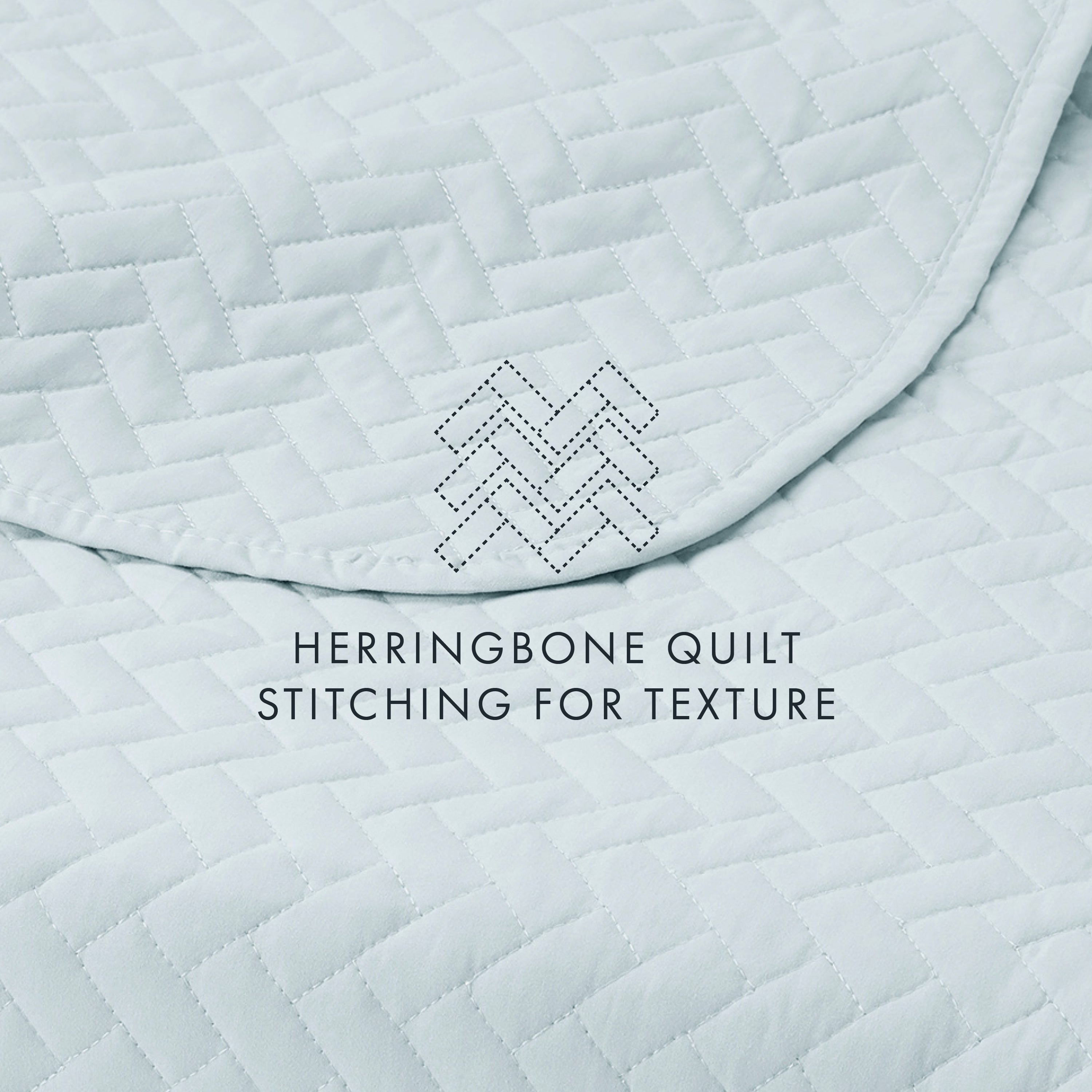 Lightweight Herringbone Stitch Quilted Coverlet Set