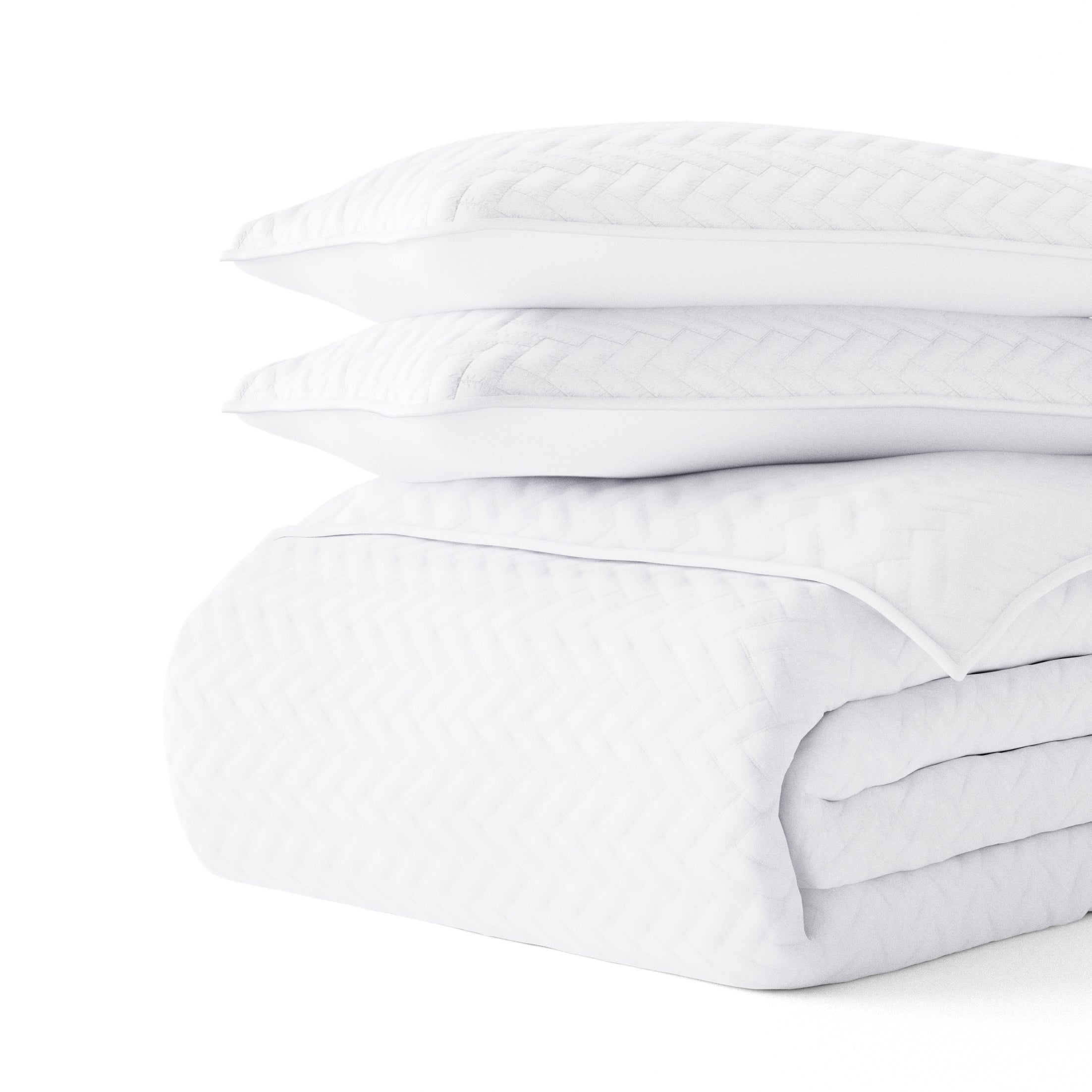 Lightweight Herringbone Stitch Quilted Coverlet Set