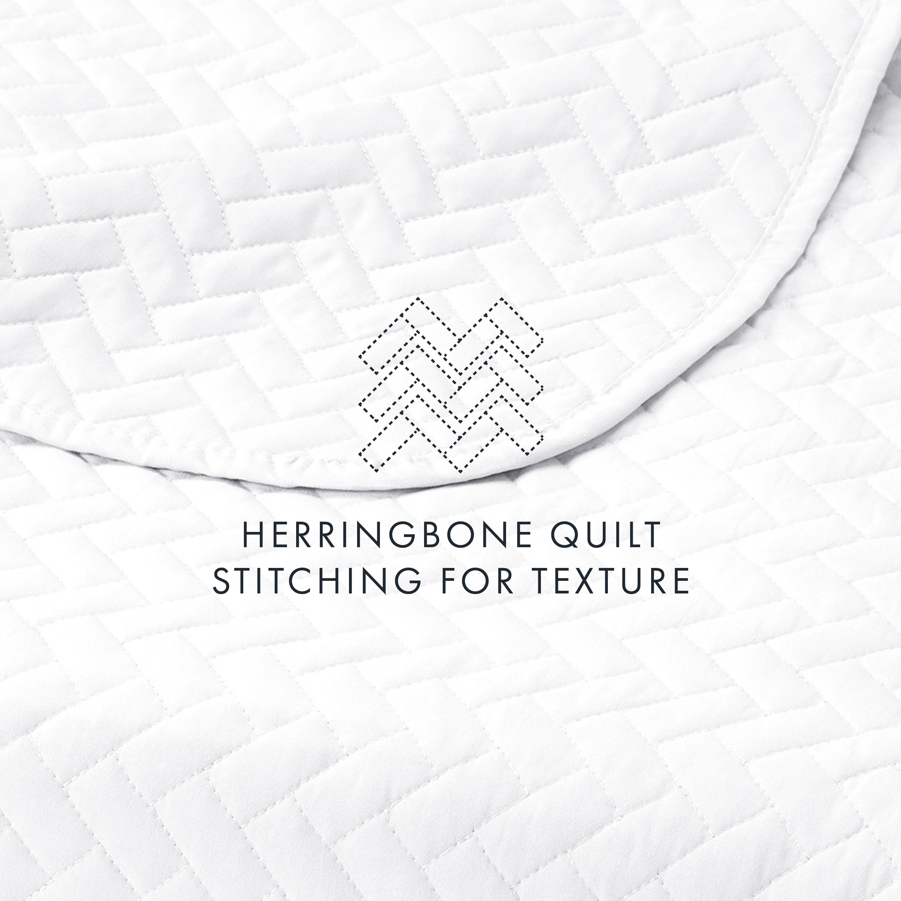 Lightweight Herringbone Stitch Quilted Coverlet Set