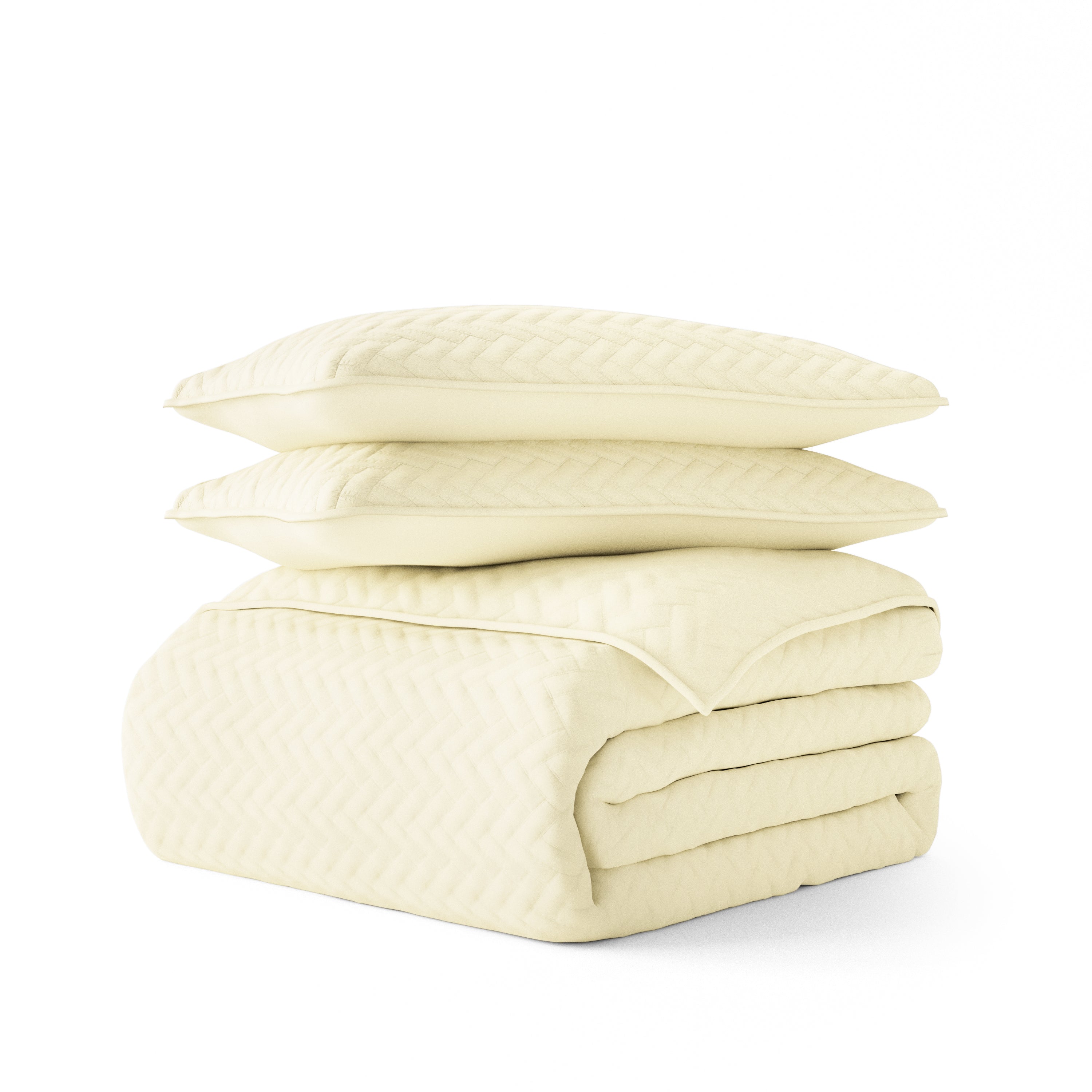 Lightweight Herringbone Stitch Quilted Coverlet Set