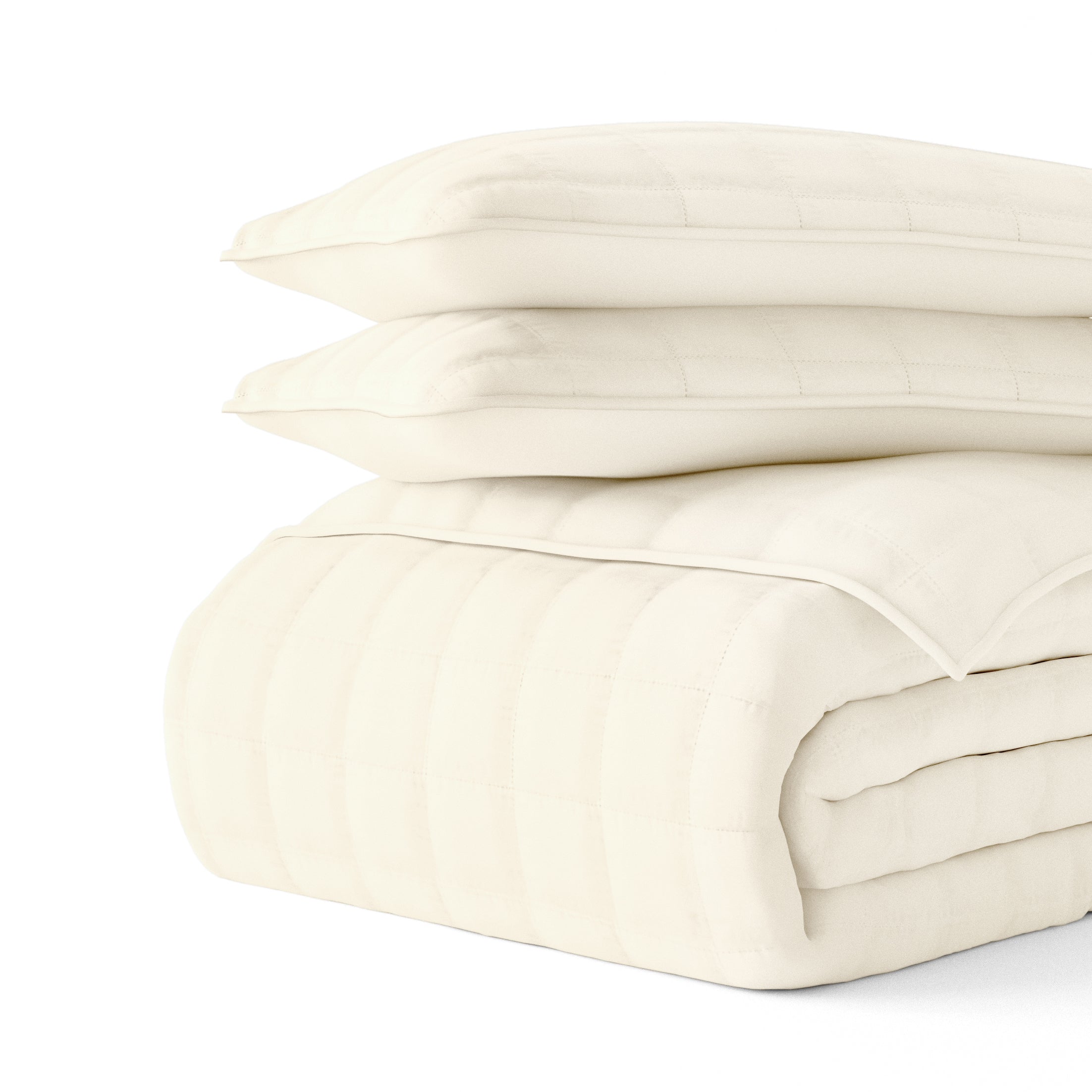 Lightweight Square Stitch Quilted Coverlet Set