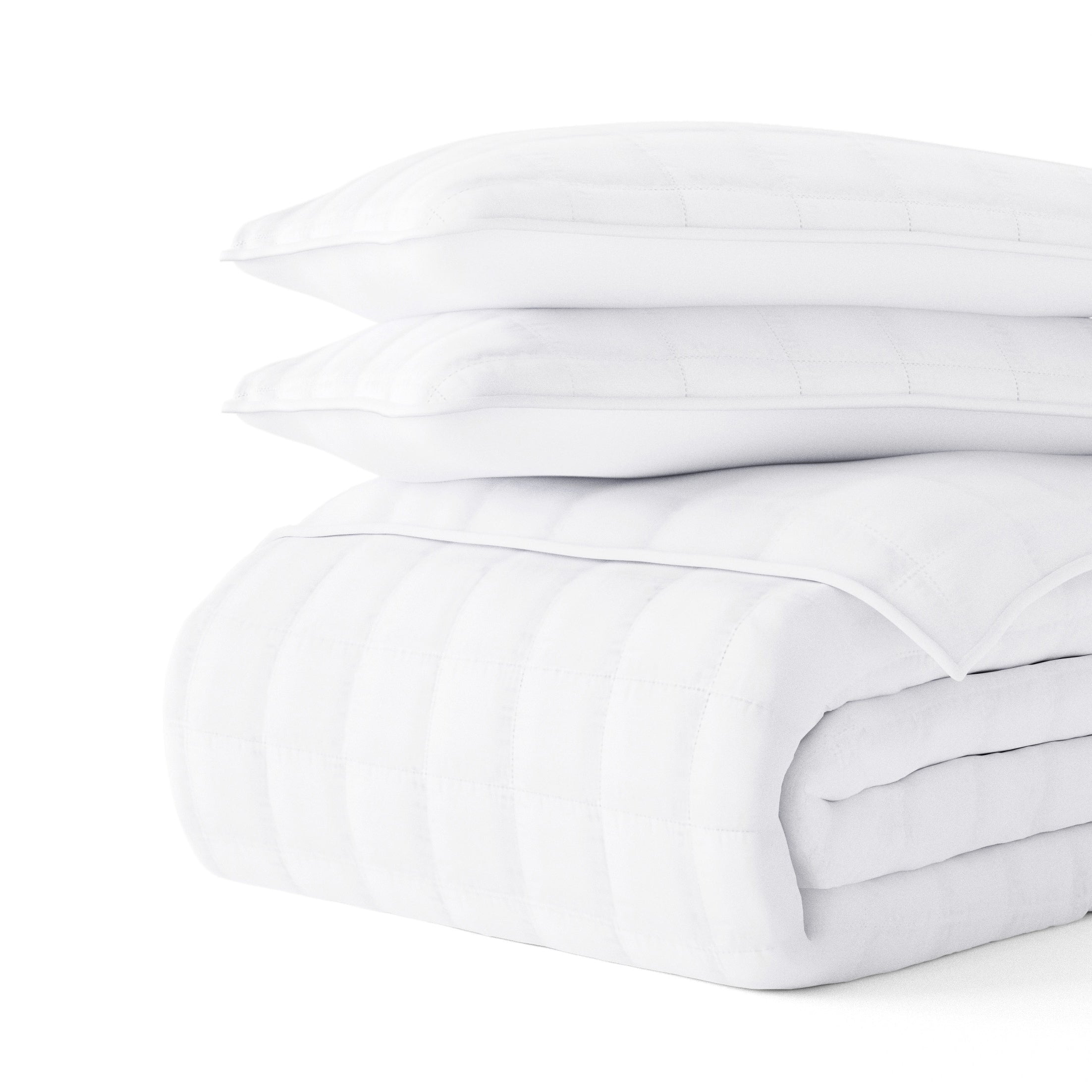 Lightweight Square Stitch Quilted Coverlet Set