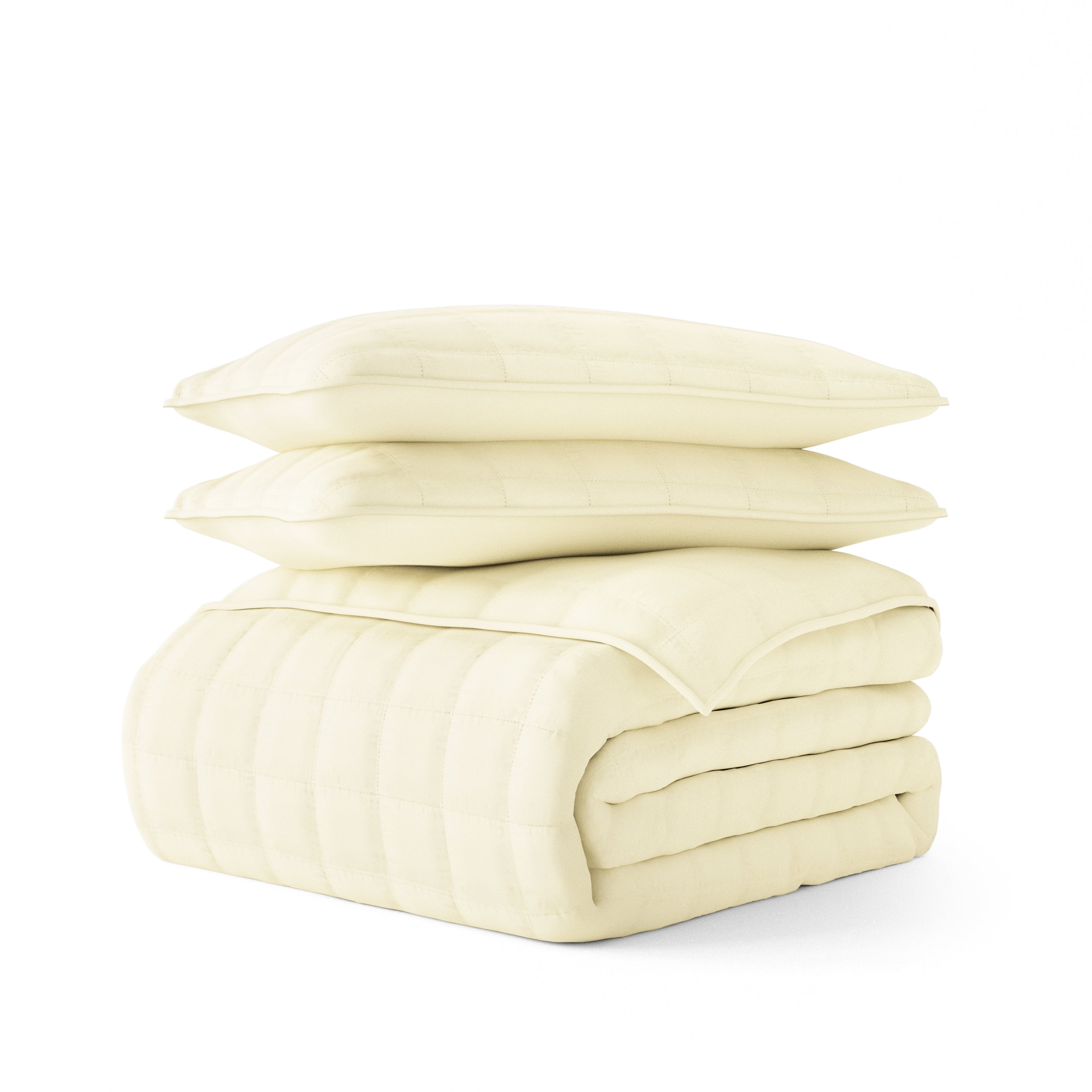 Lightweight Square Stitch Quilted Coverlet Set