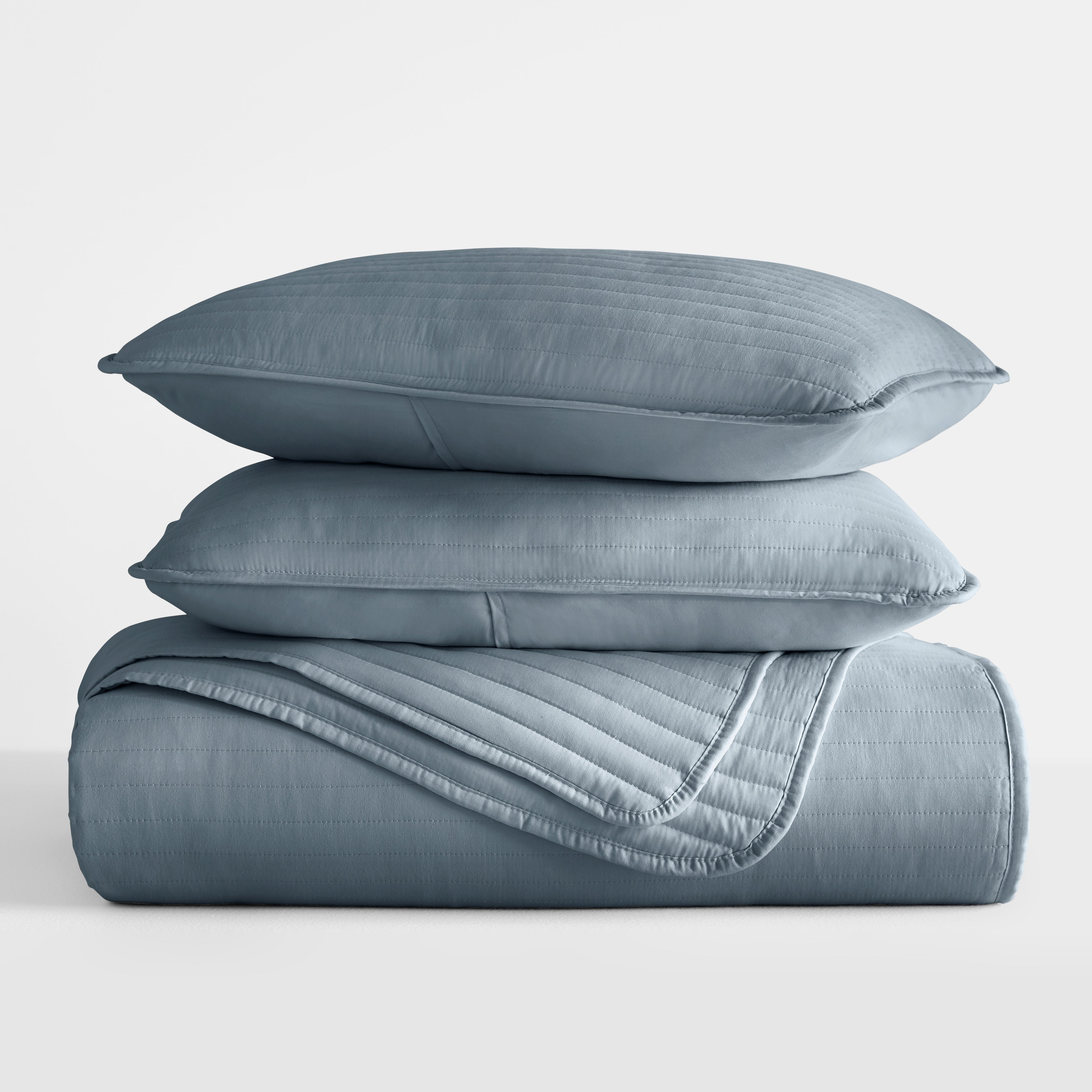 Lightweight Stripe Stitch Quilted Coverlet Set