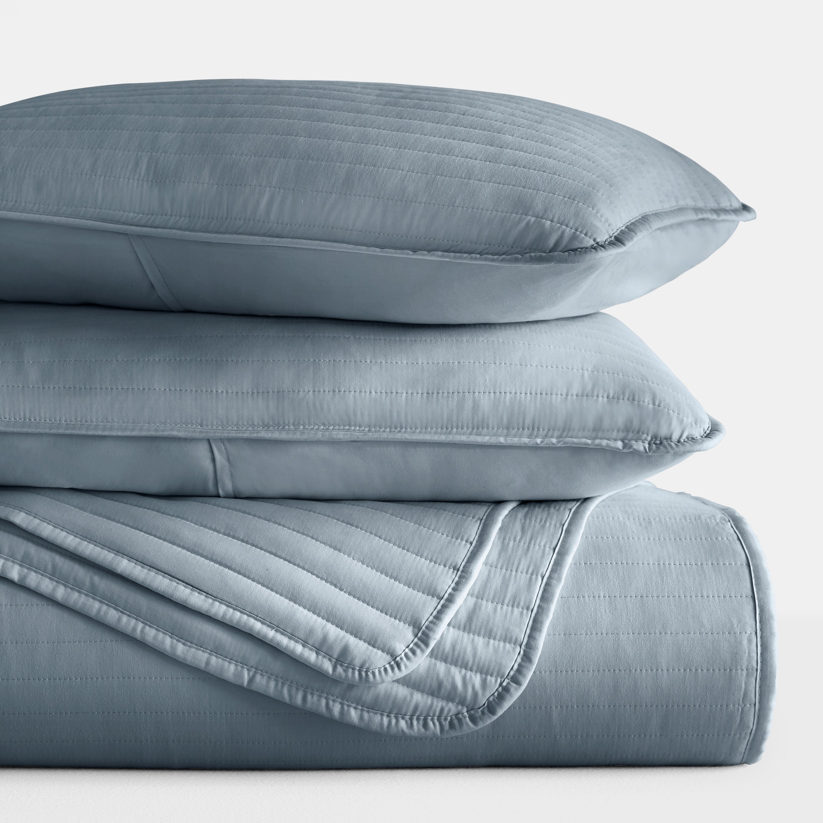 Lightweight Stripe Stitch Quilted Coverlet Set