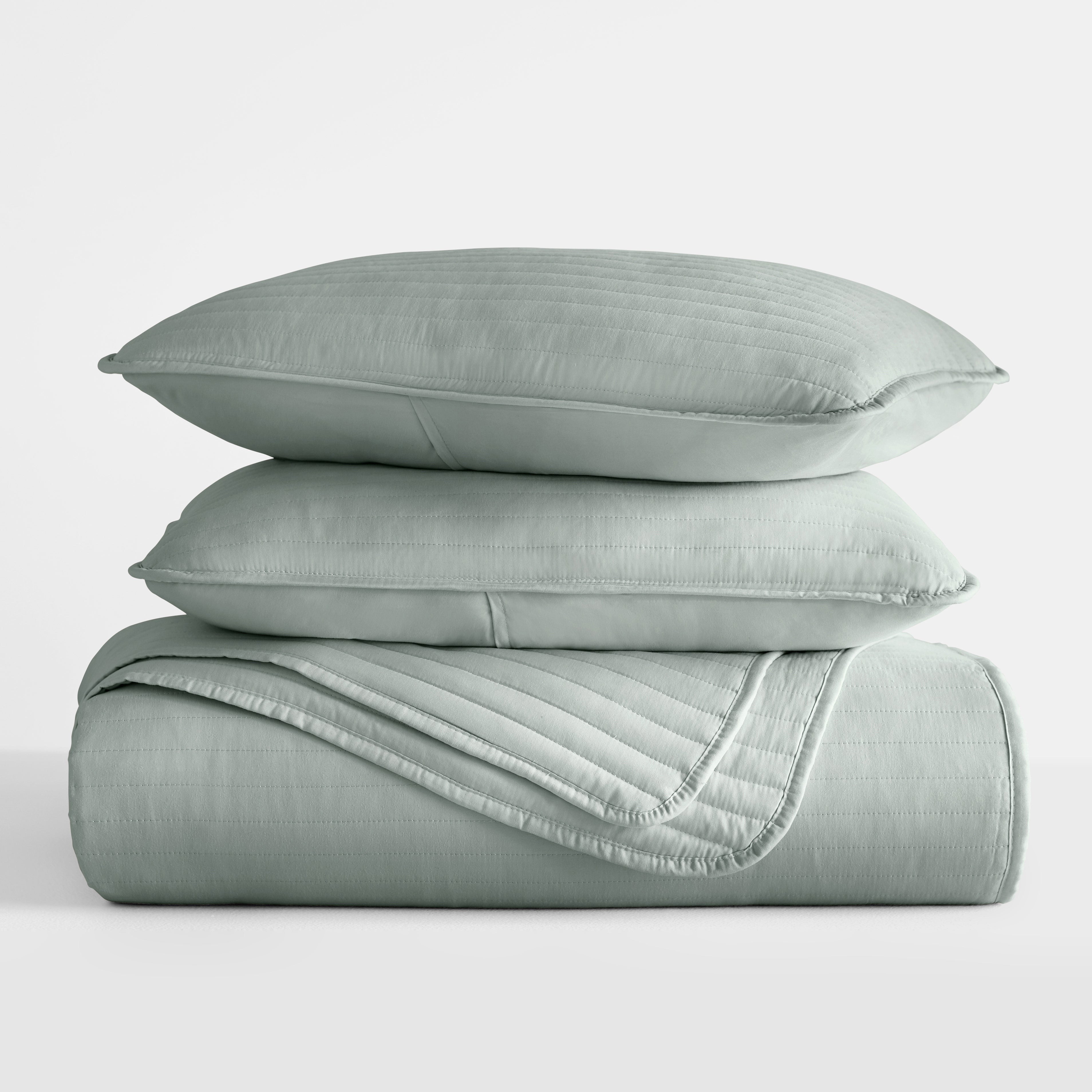 Lightweight Stripe Stitch Quilted Coverlet Set