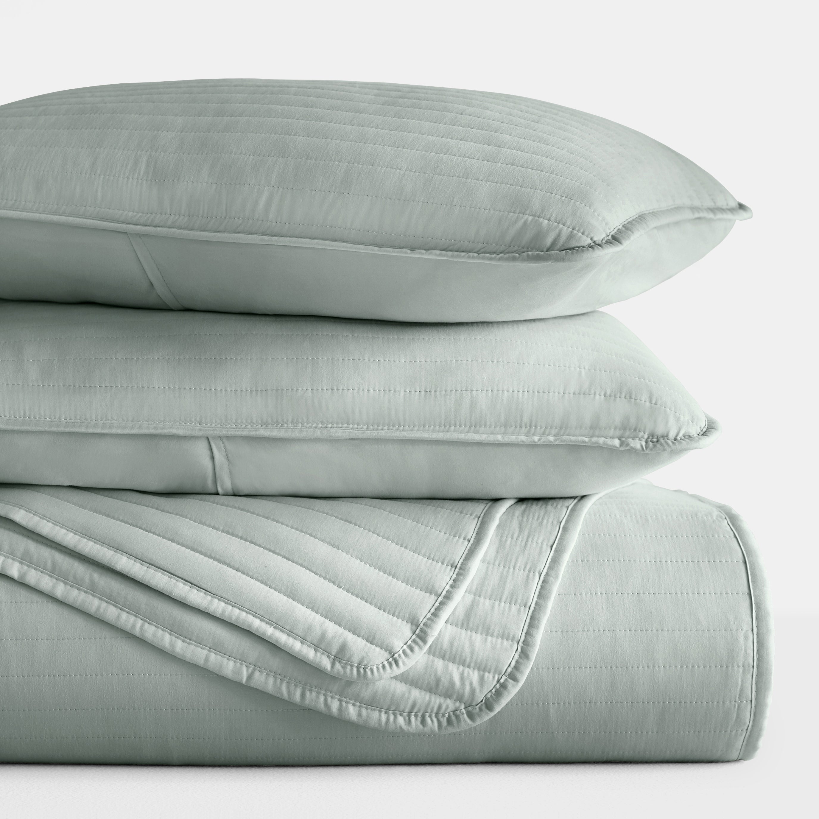 Lightweight Stripe Stitch Quilted Coverlet Set