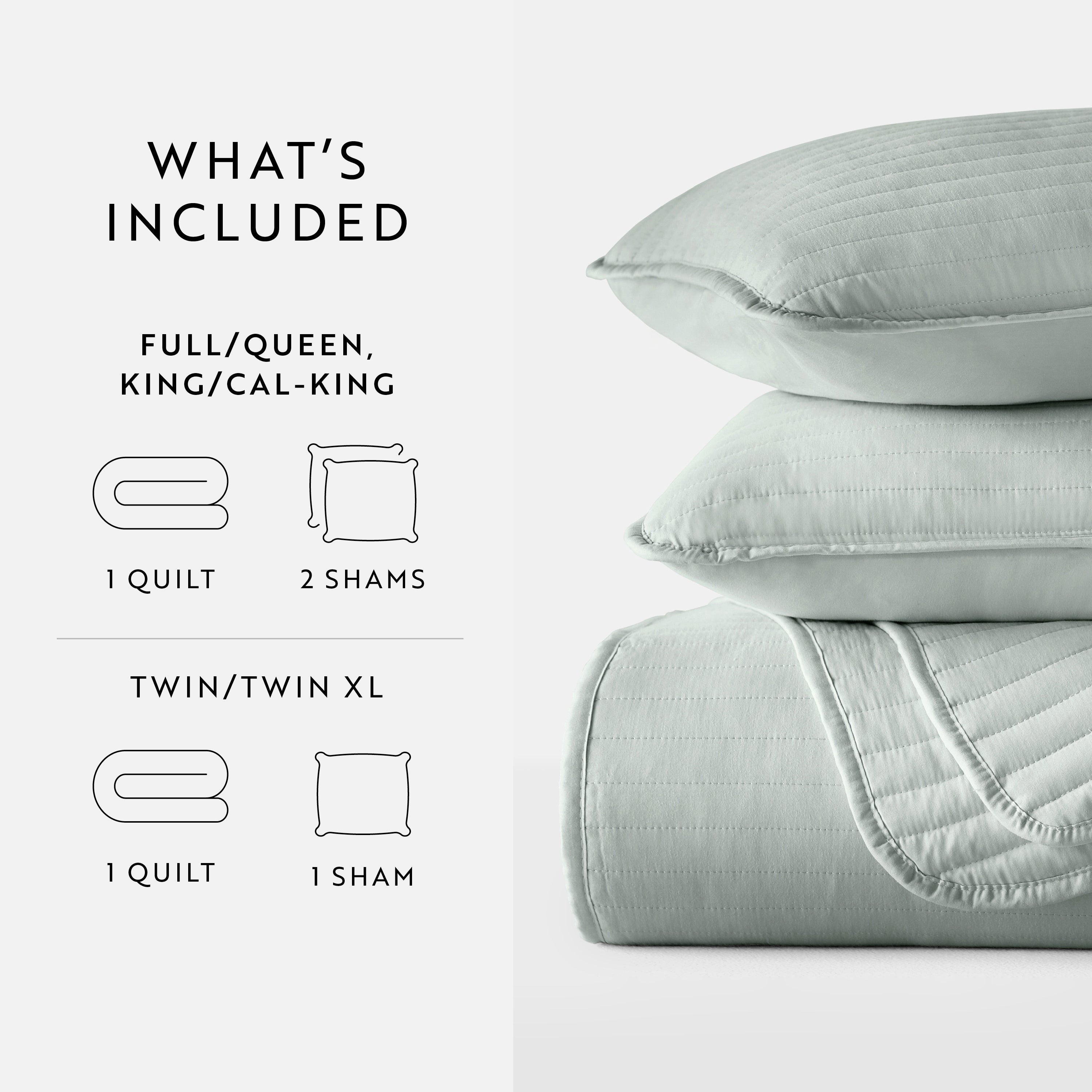 Lightweight Stripe Stitch Quilted Coverlet Set