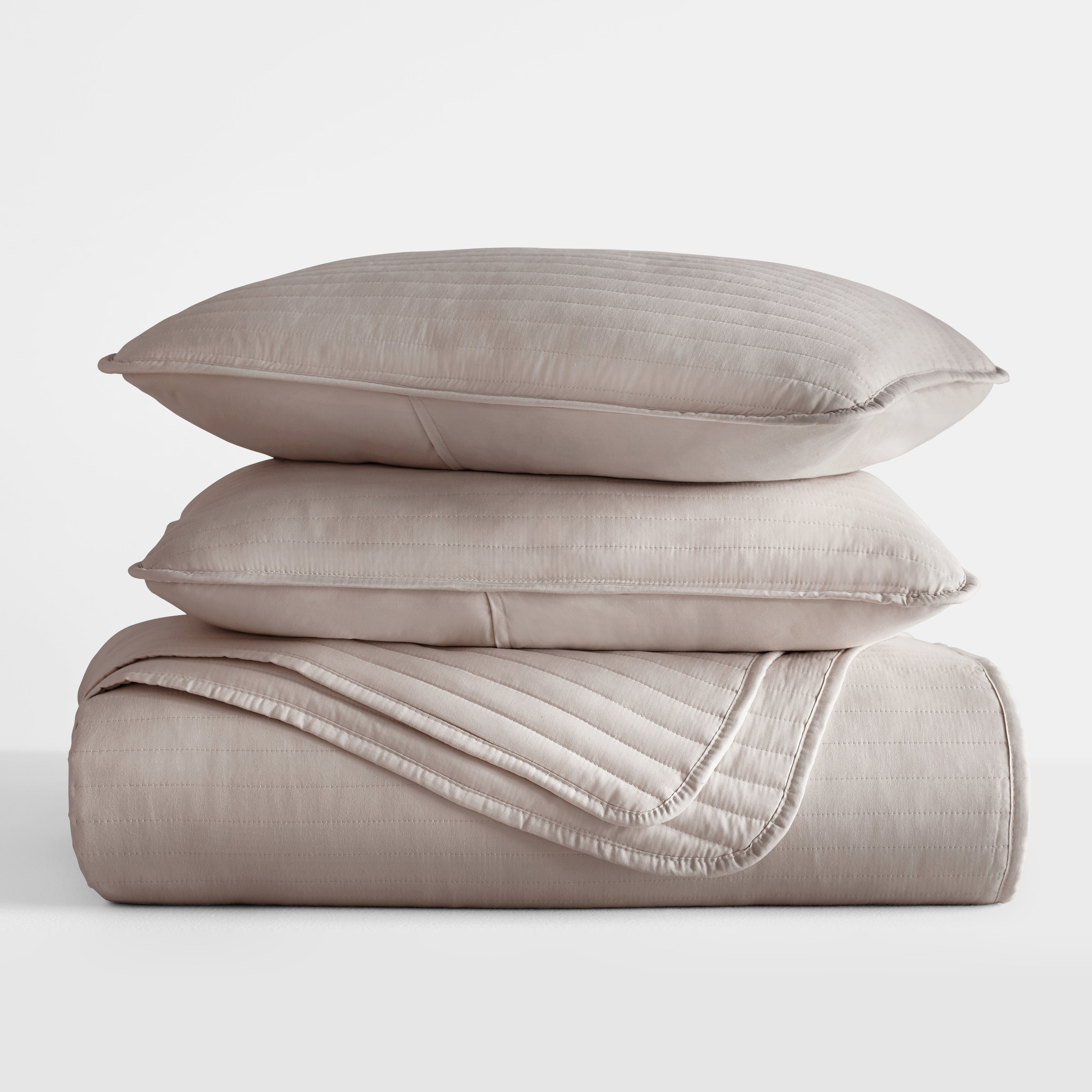 Lightweight Stripe Stitch Quilted Coverlet Set