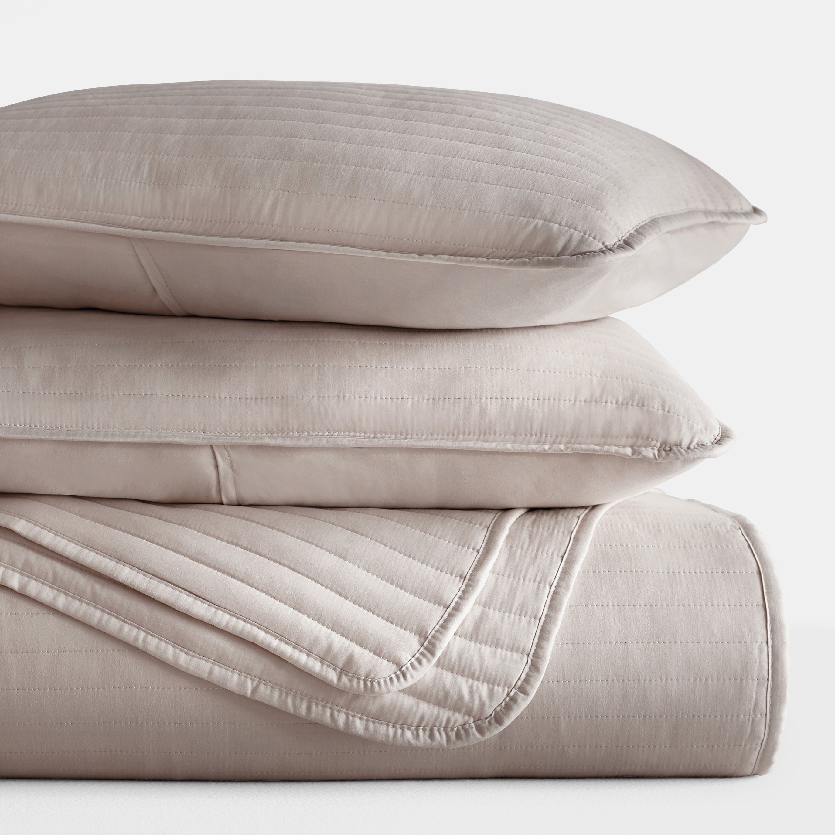 Lightweight Stripe Stitch Quilted Coverlet Set