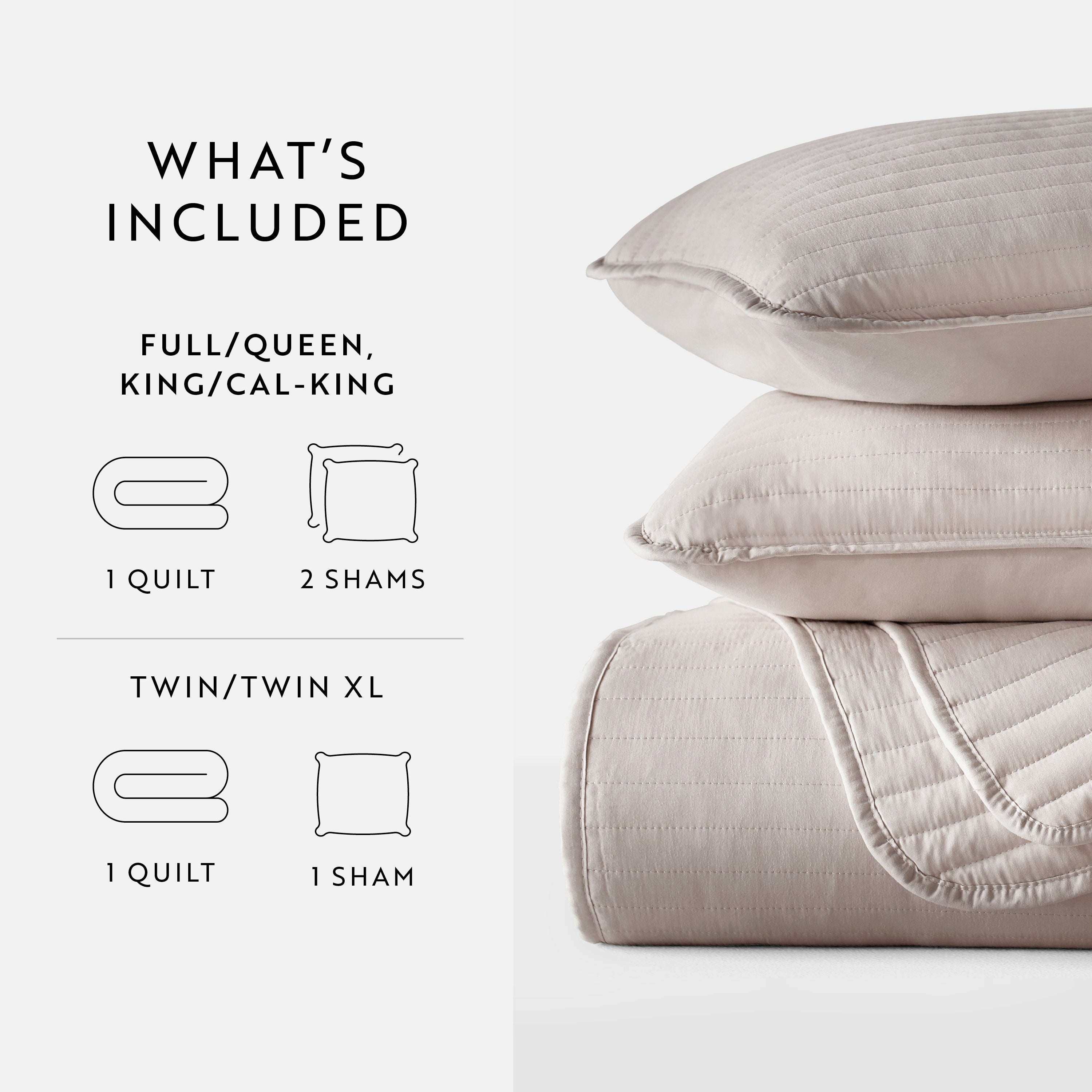 Lightweight Stripe Stitch Quilted Coverlet Set