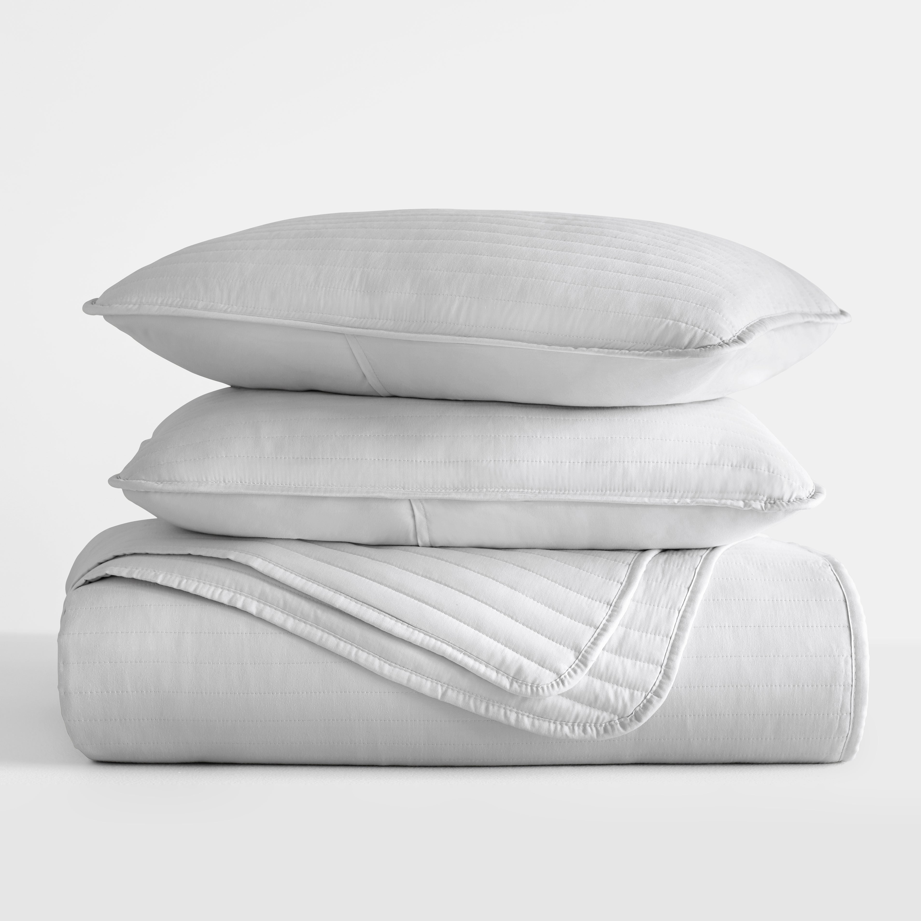Lightweight Stripe Stitch Quilted Coverlet Set