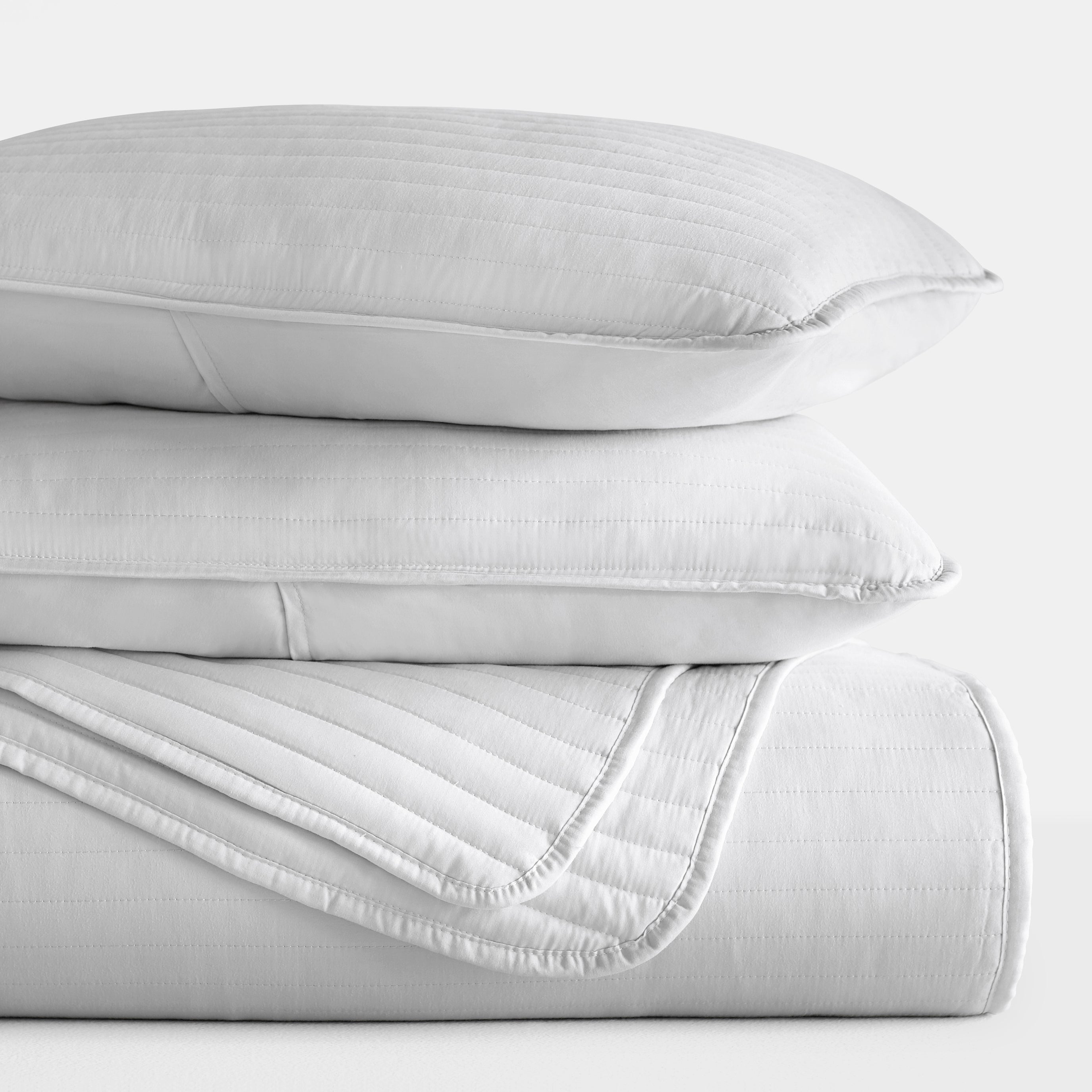 Lightweight Stripe Stitch Quilted Coverlet Set