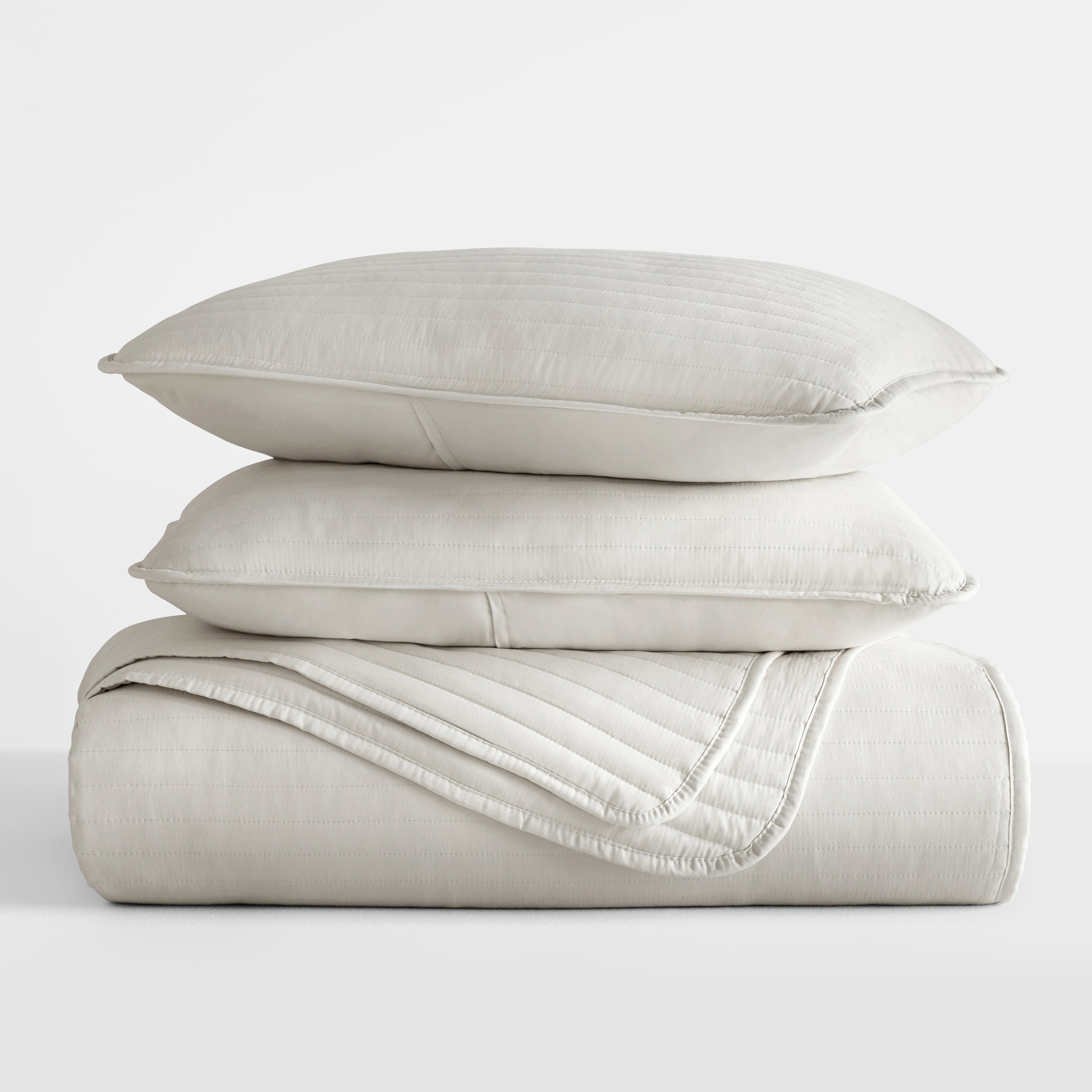 Lightweight Stripe Stitch Quilted Coverlet Set