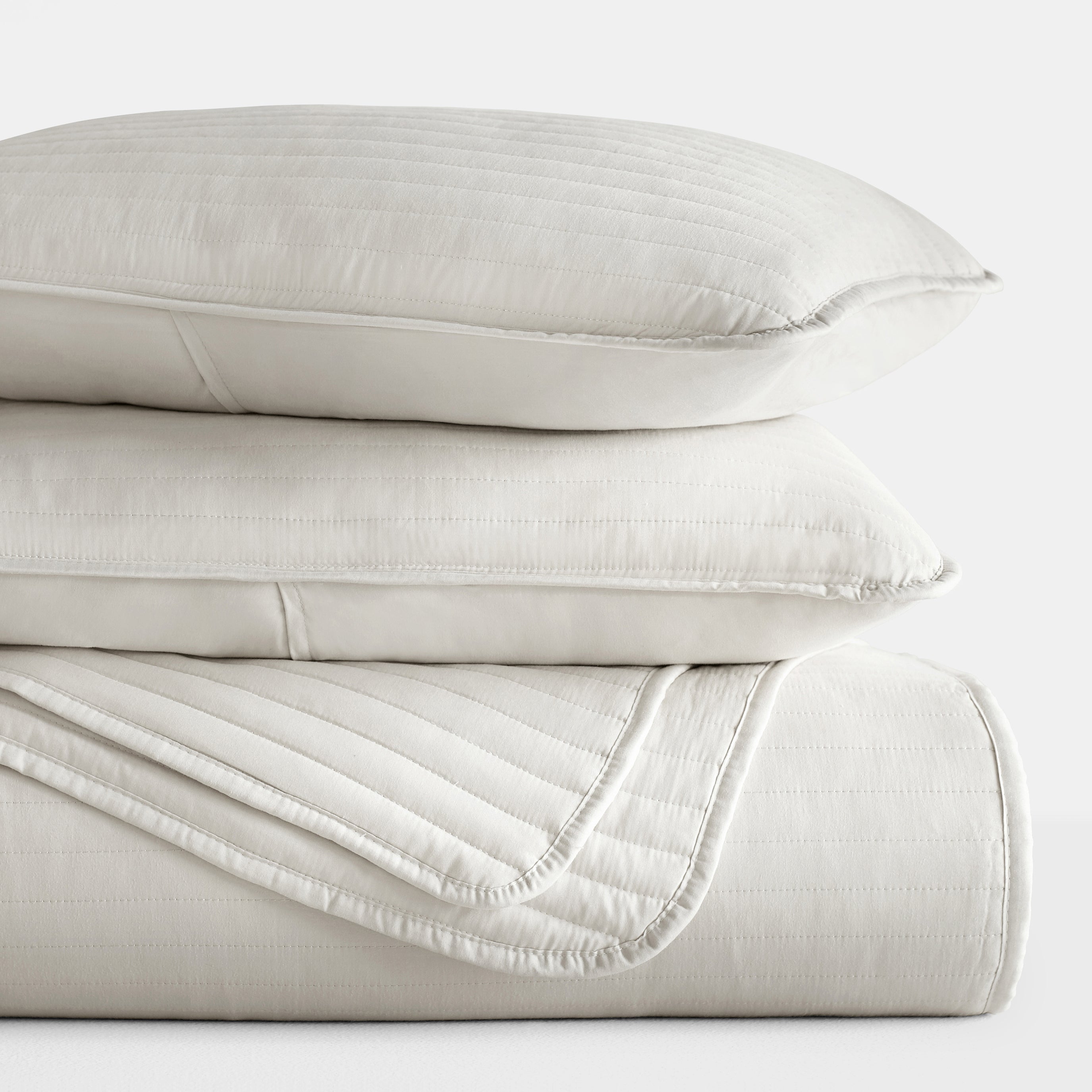 Lightweight Stripe Stitch Quilted Coverlet Set