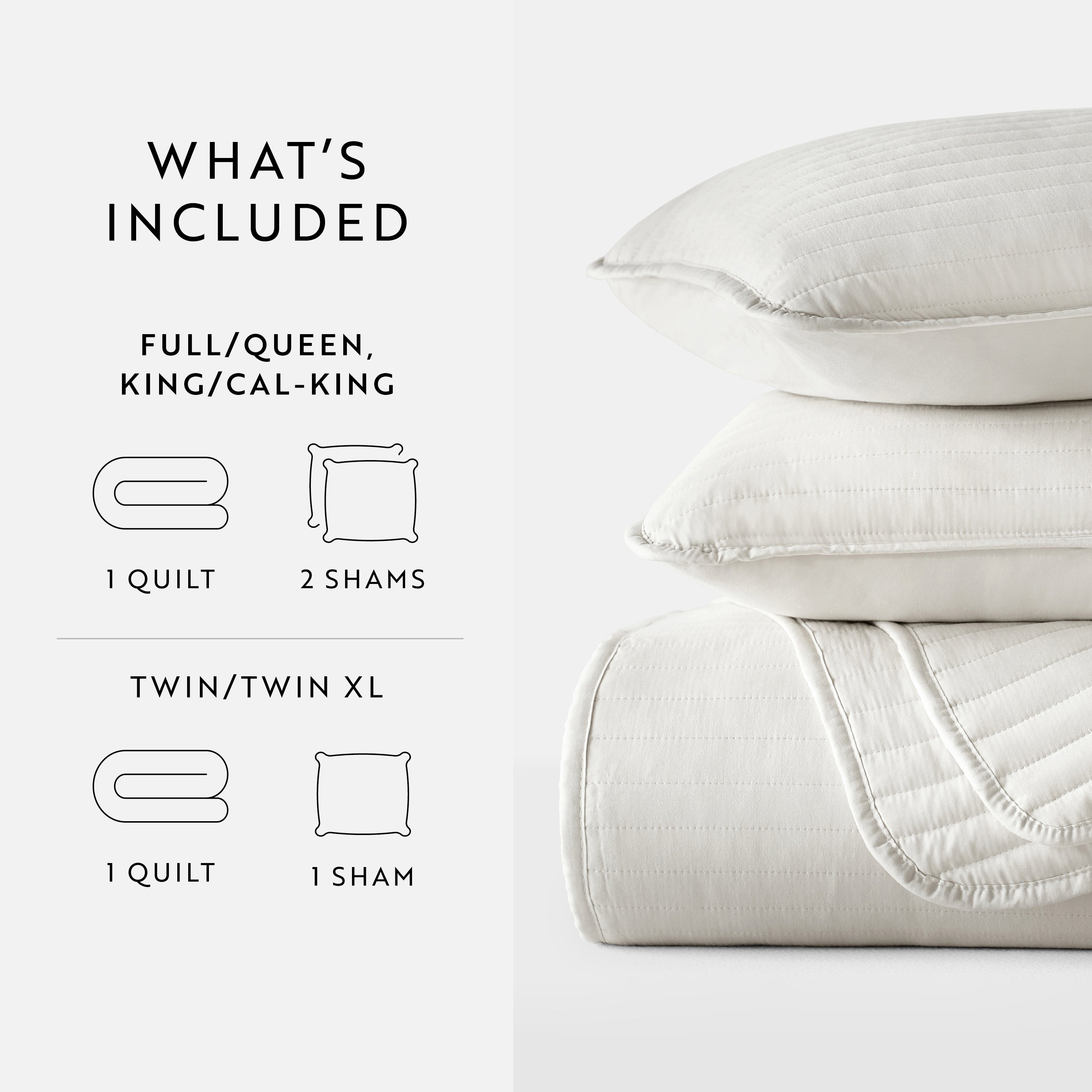 Lightweight Stripe Stitch Quilted Coverlet Set