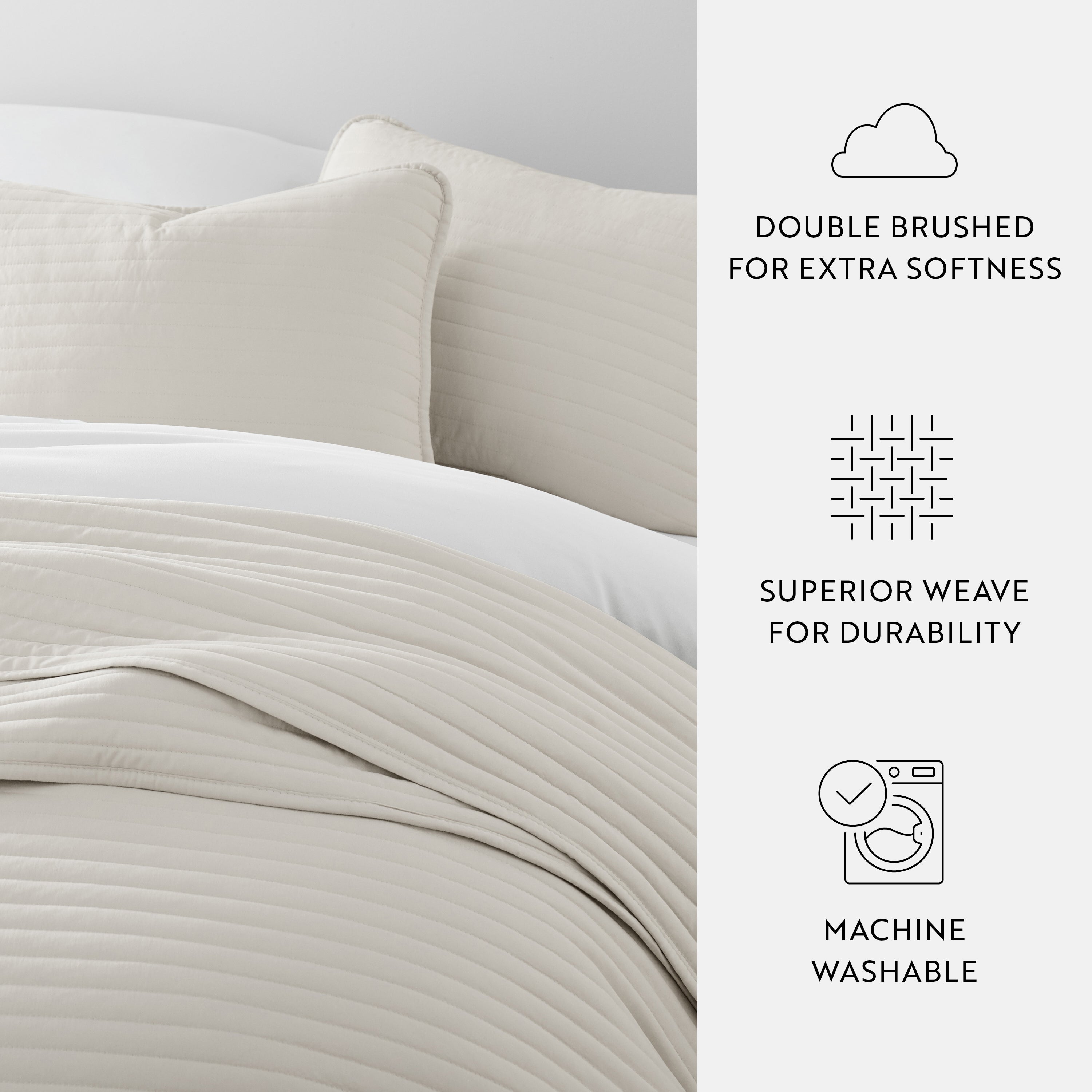 Lightweight Stripe Stitch Quilted Coverlet Set