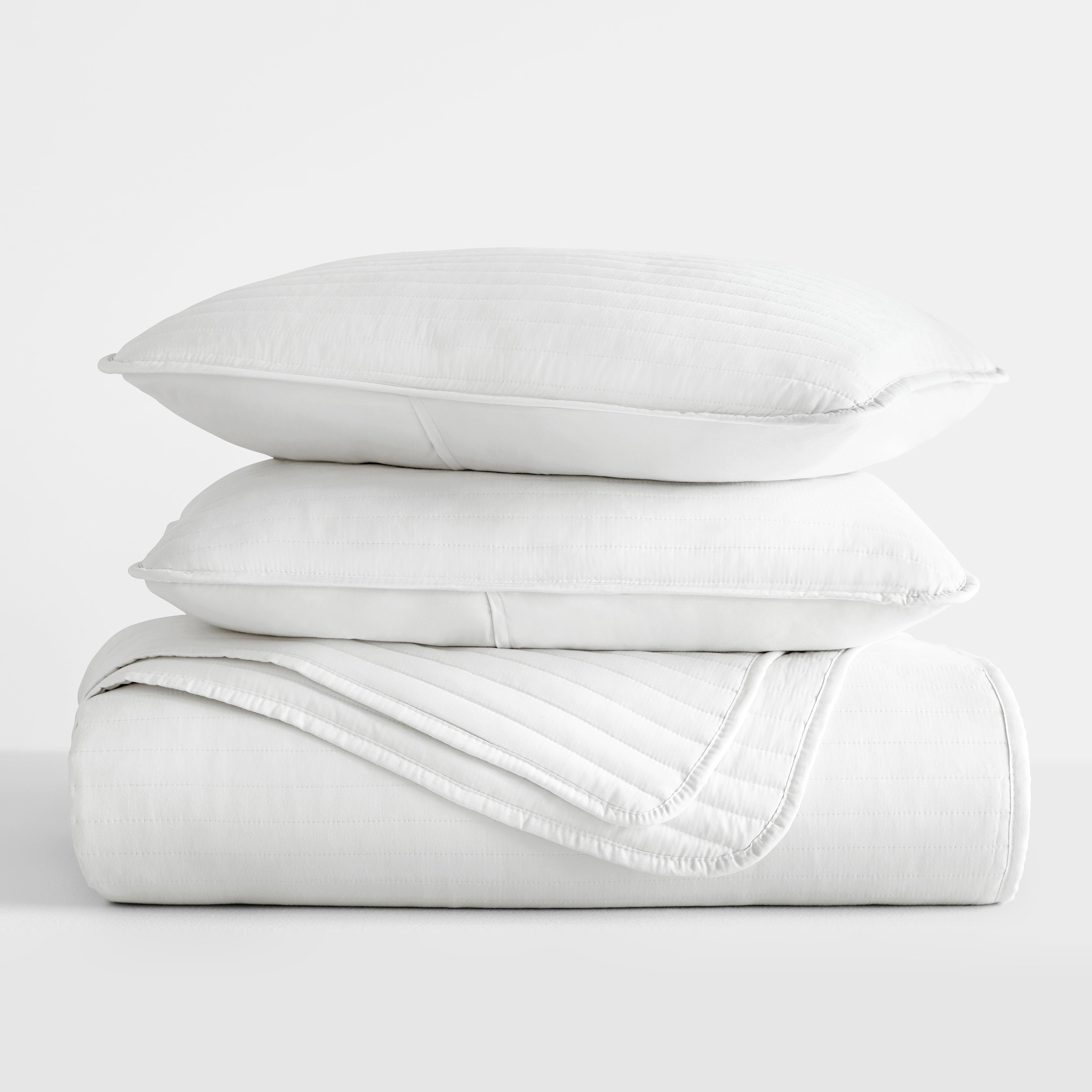 Lightweight Stripe Stitch Quilted Coverlet Set