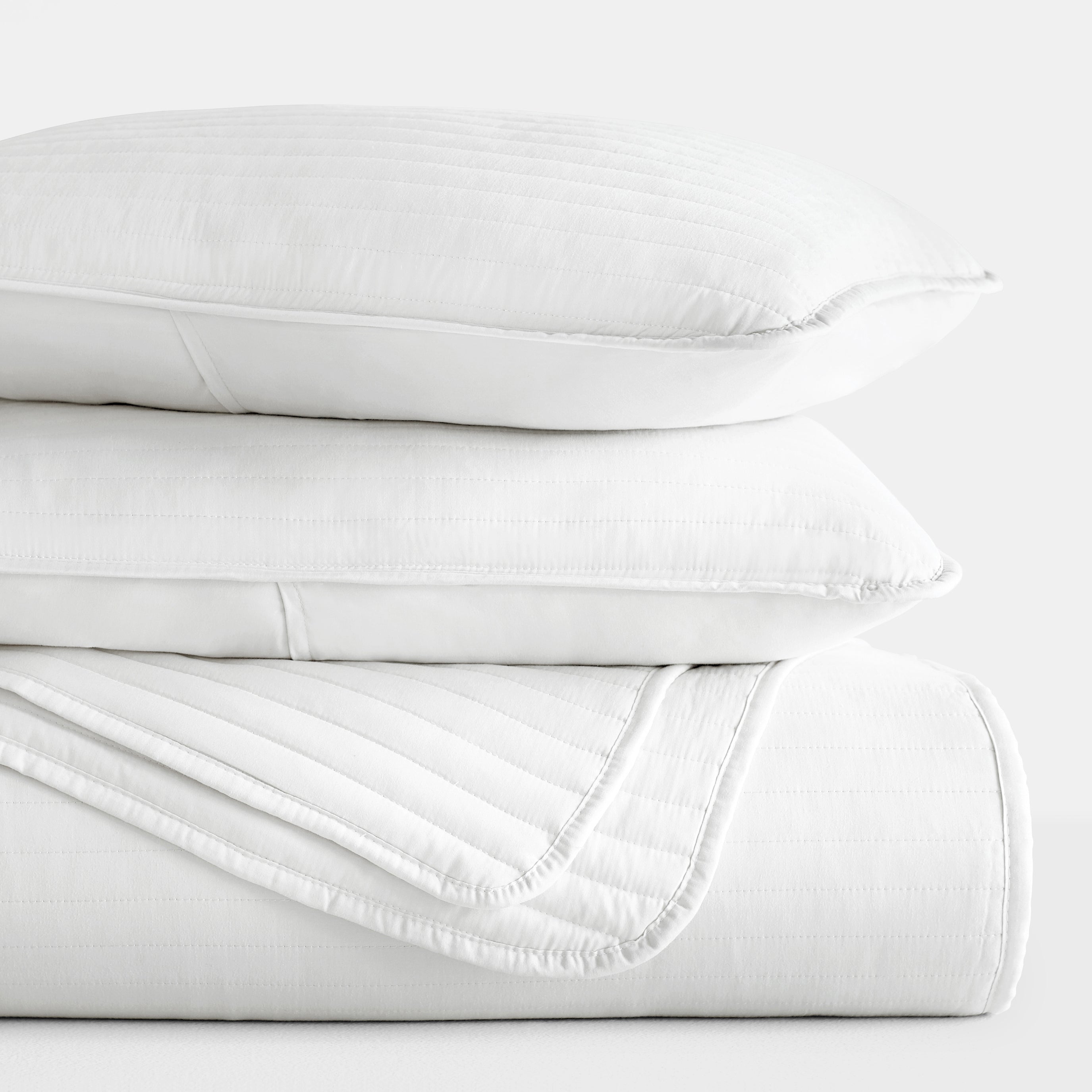 Lightweight Stripe Stitch Quilted Coverlet Set