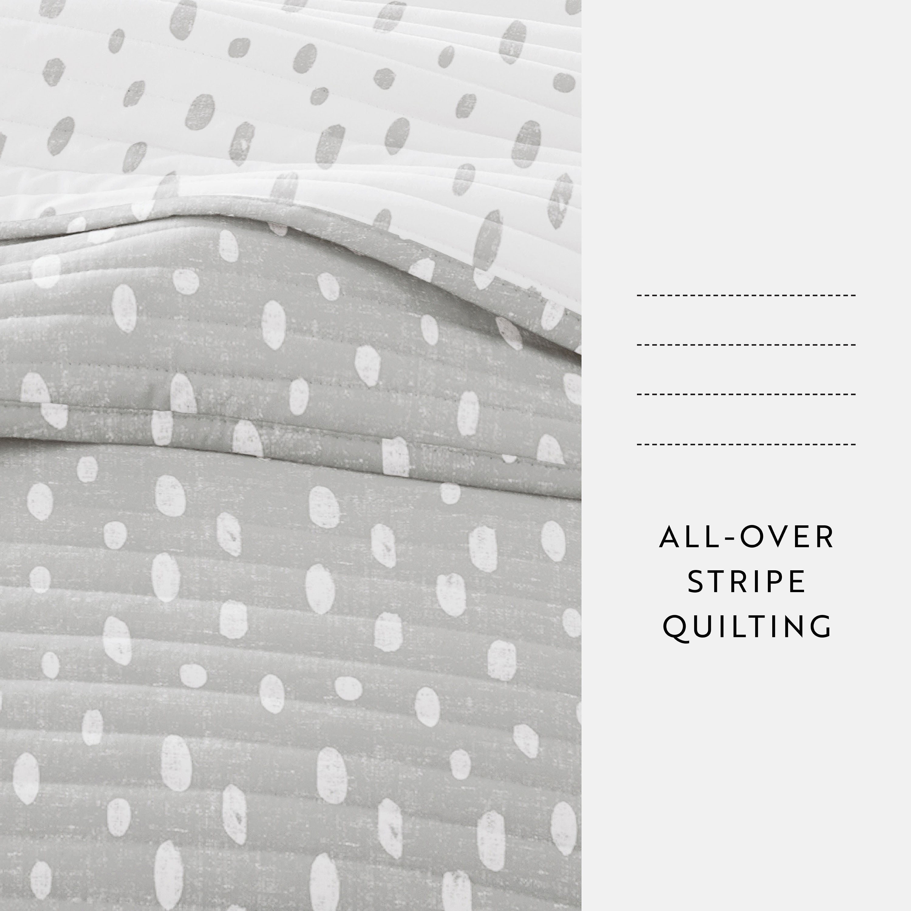 Neutral Dots Patterned Reversible Quilted Coverlet Set