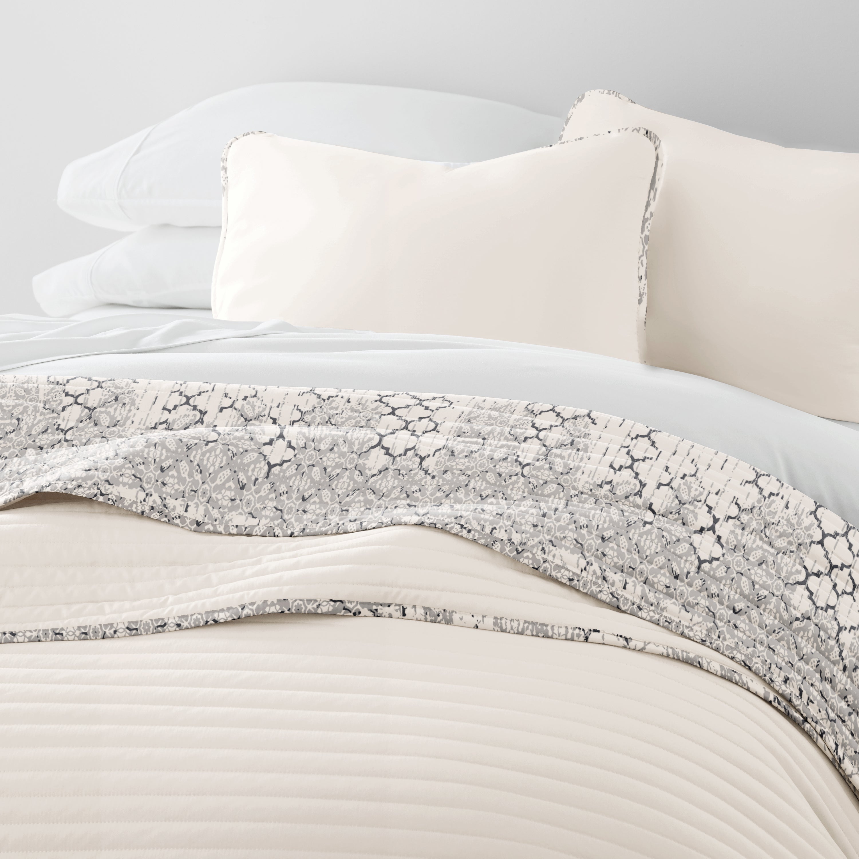 Aztec Inspired Patterned Reversible Quilted Coverlet Set