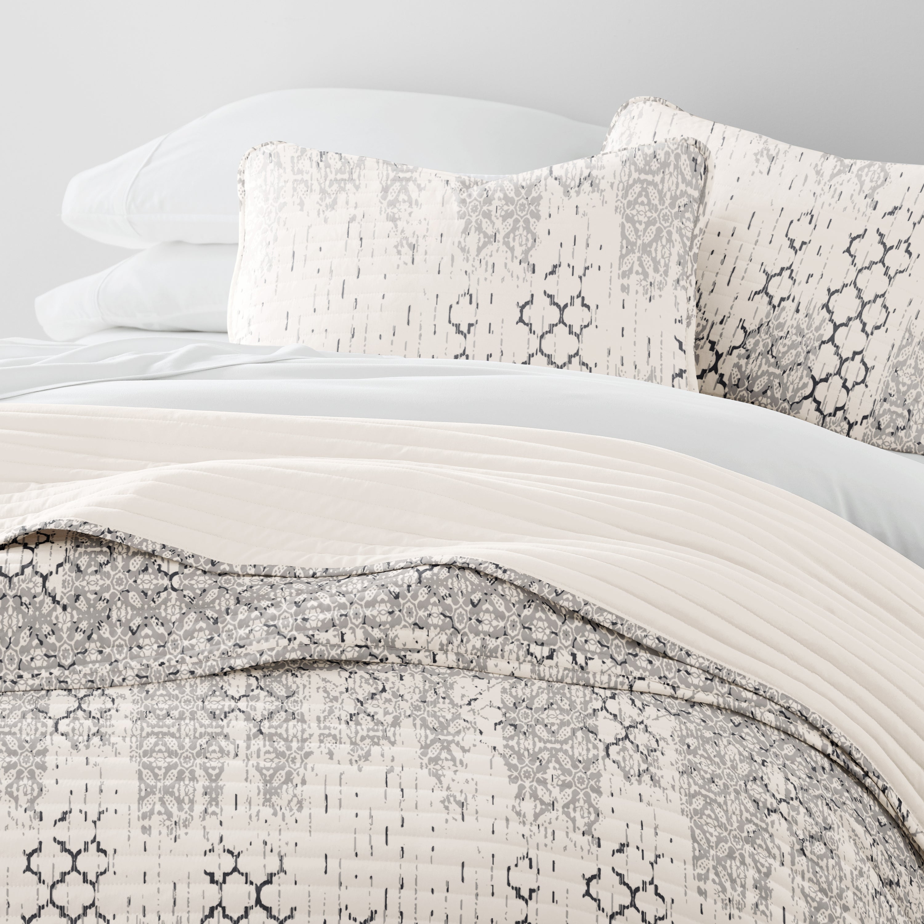 Aztec Inspired Patterned Reversible Quilted Coverlet Set