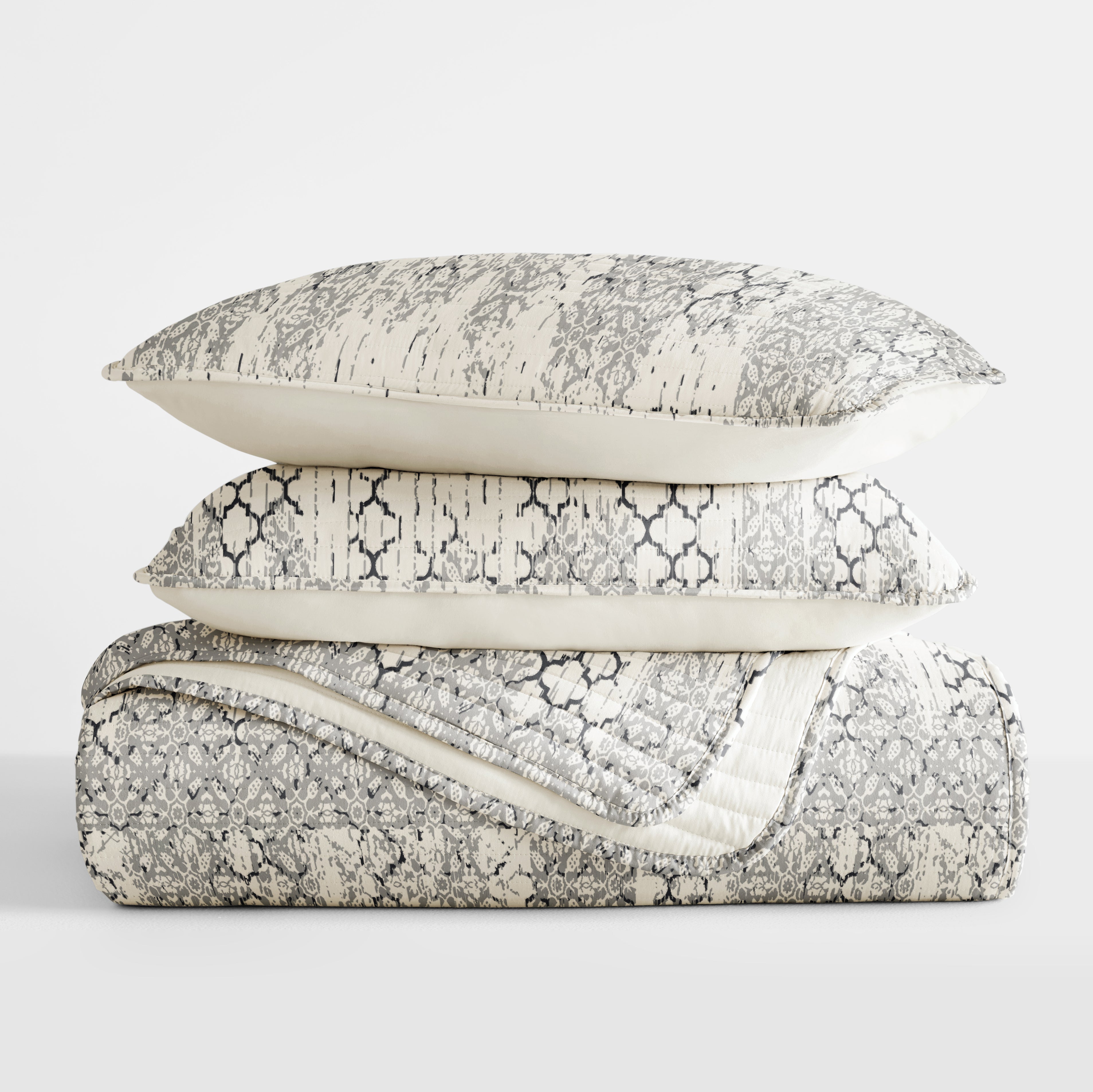 Aztec Inspired Patterned Reversible Quilted Coverlet Set