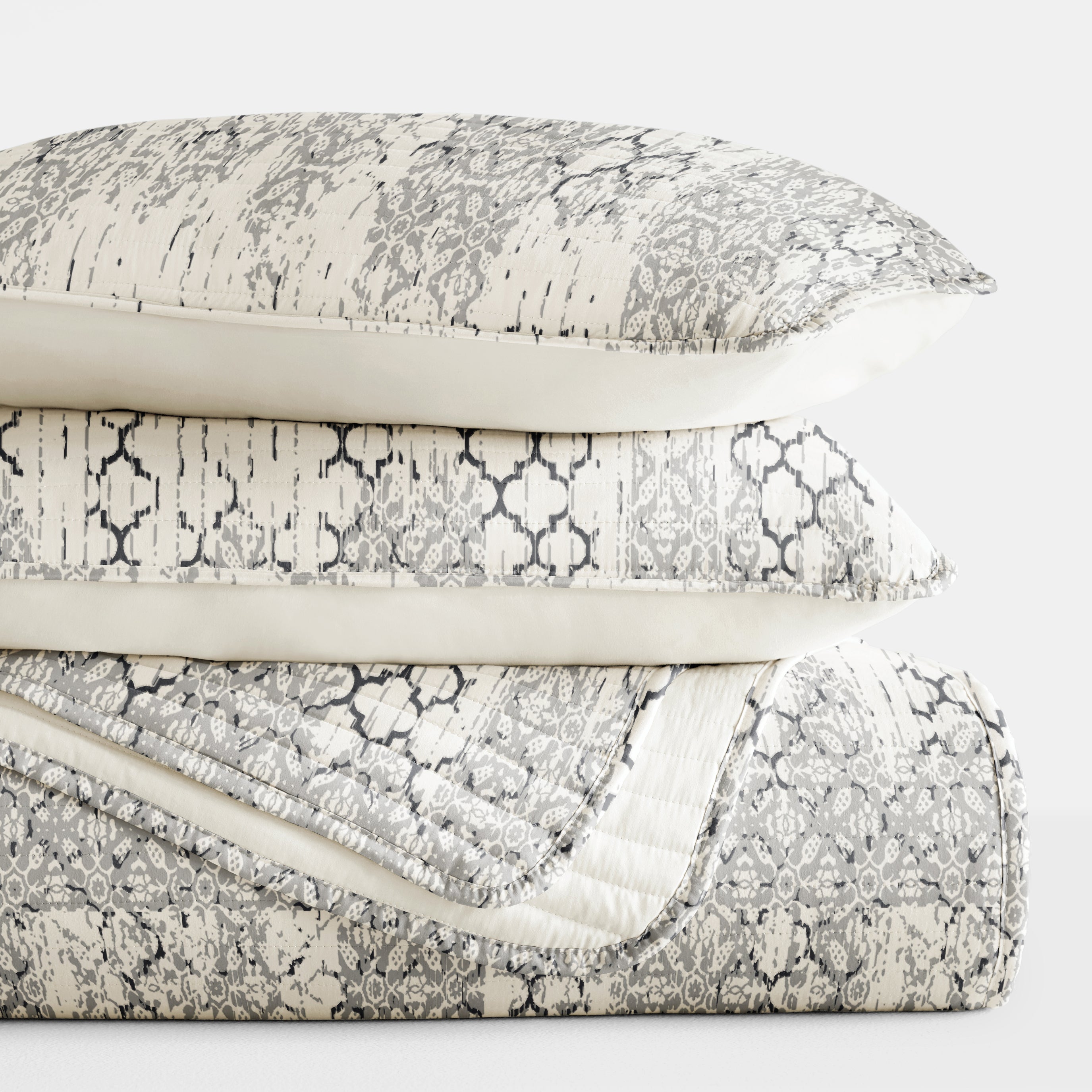 Aztec Inspired Patterned Reversible Quilted Coverlet Set