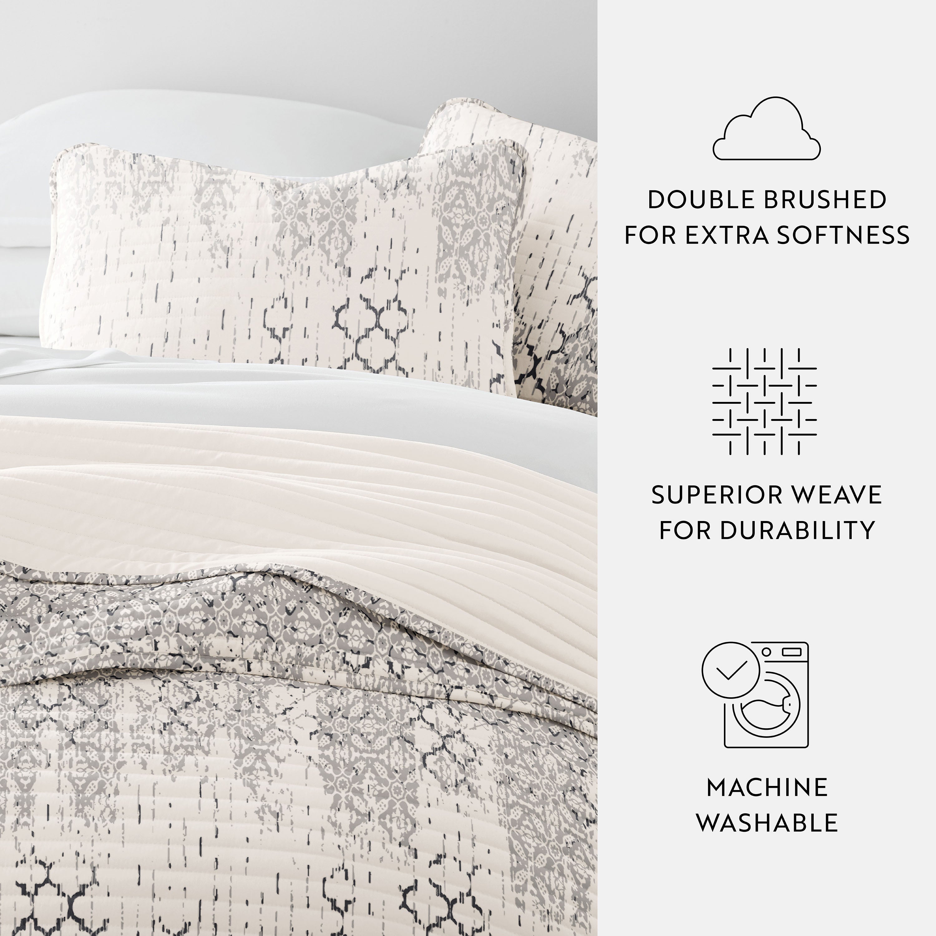 Aztec Inspired Patterned Reversible Quilted Coverlet Set