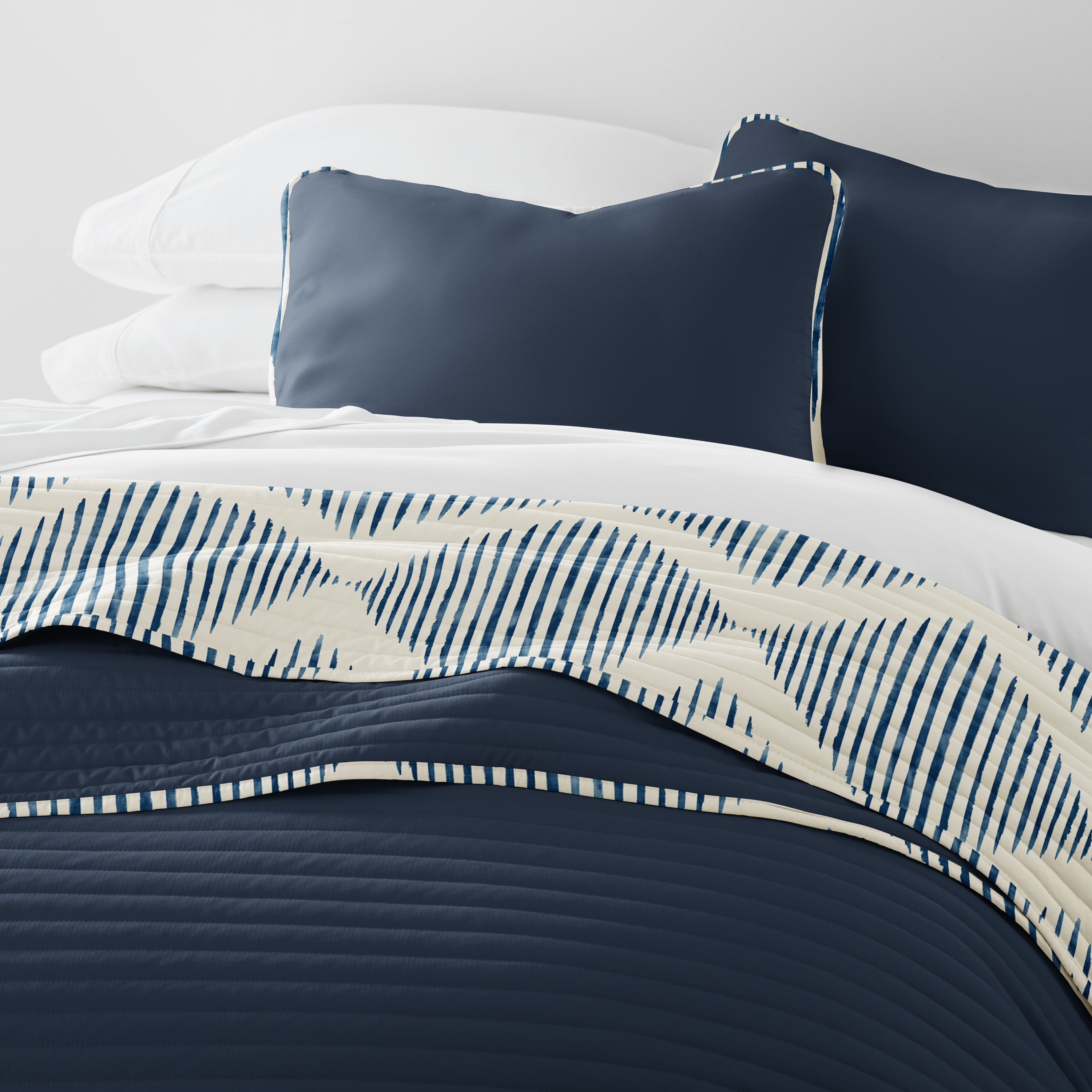 Distressed Diamond Patterned Reversible Quilted Coverlet Set