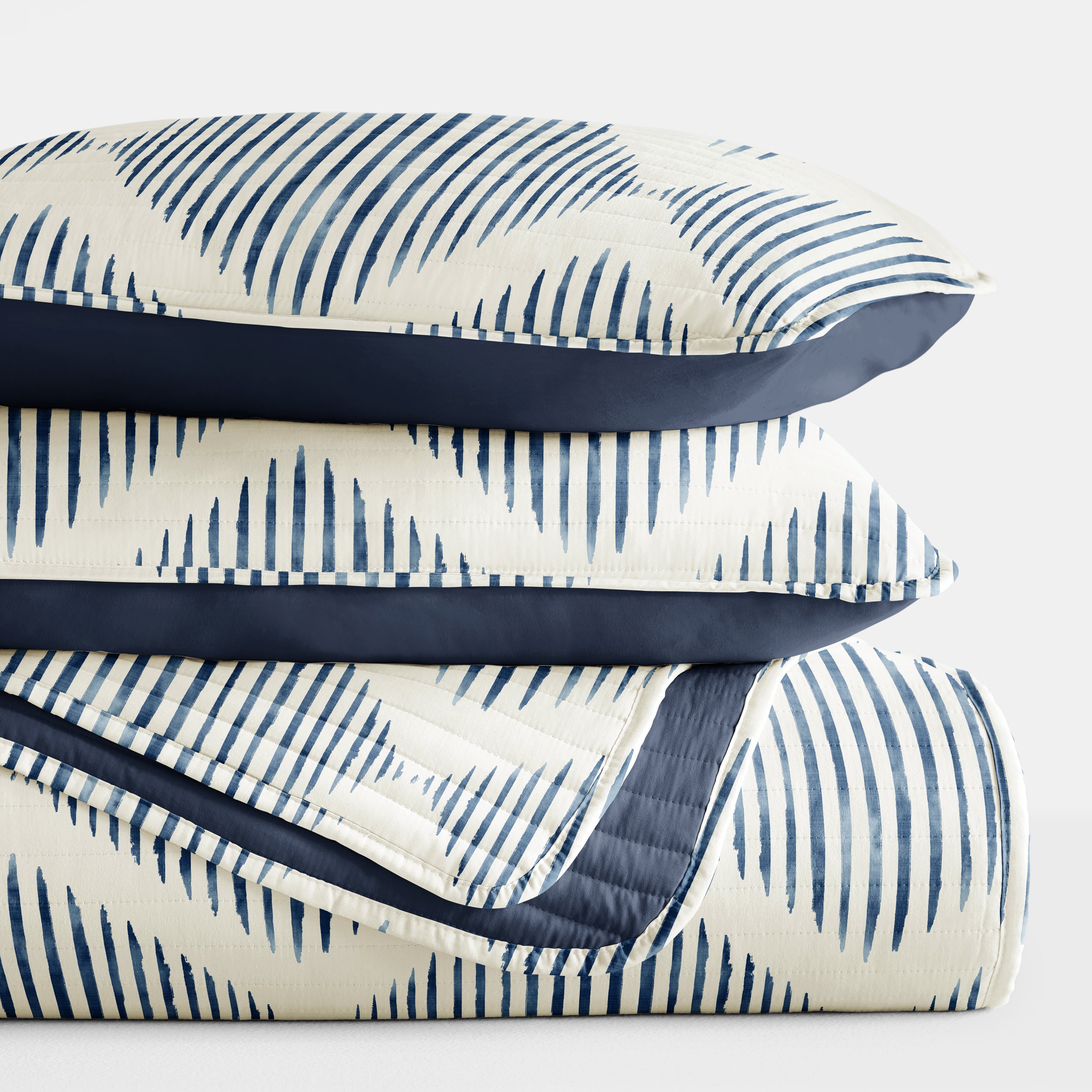 Distressed Diamond Patterned Reversible Quilted Coverlet Set