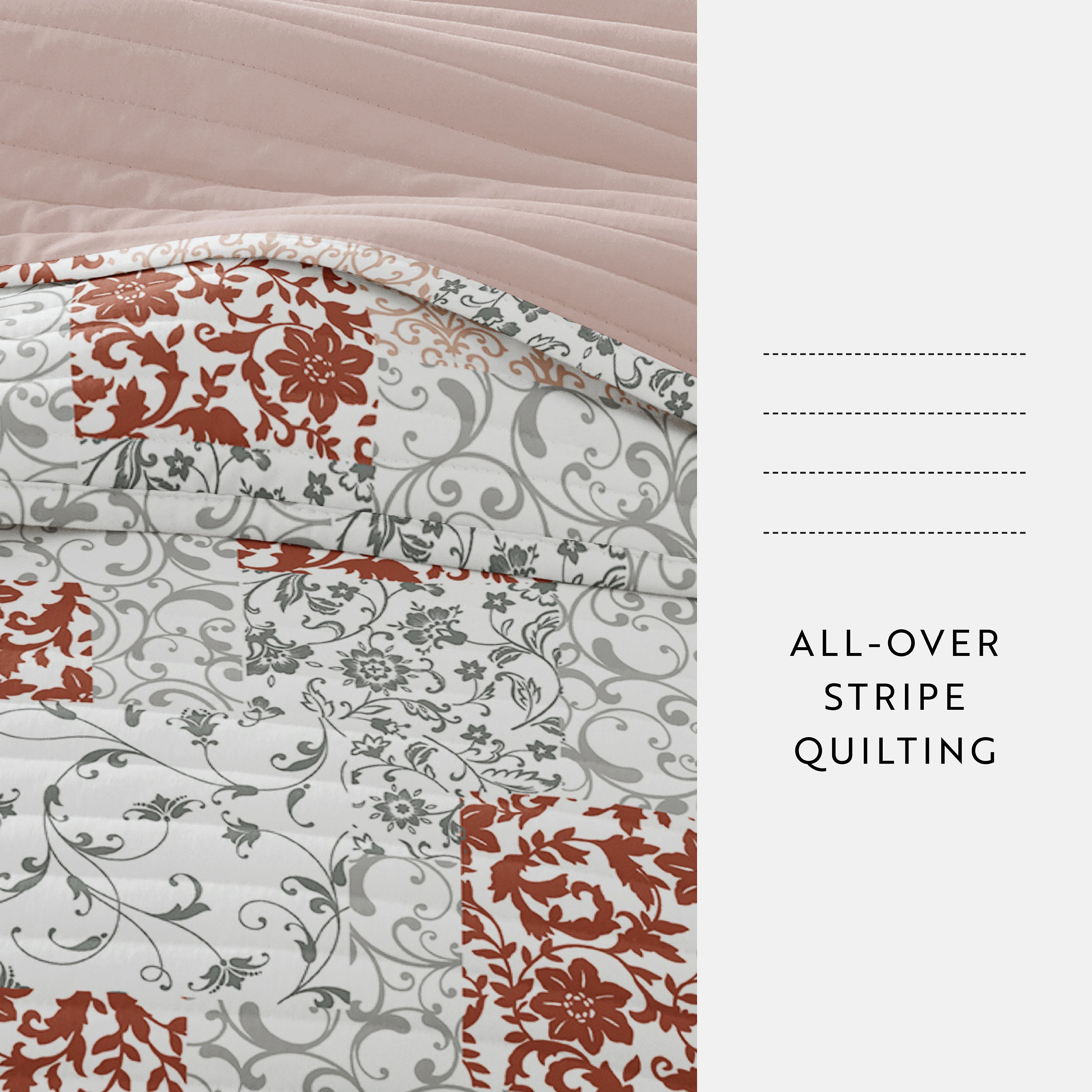 Patchwork Patterned Reversible Quilted Coverlet Set