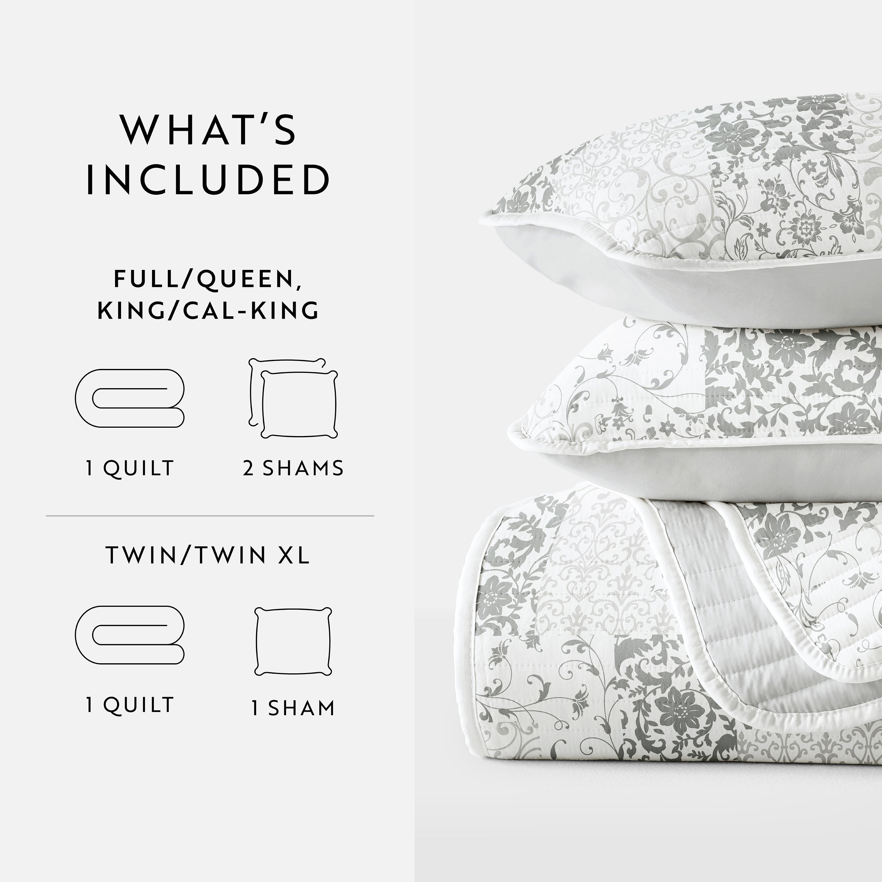 Patchwork Patterned Reversible Quilted Coverlet Set